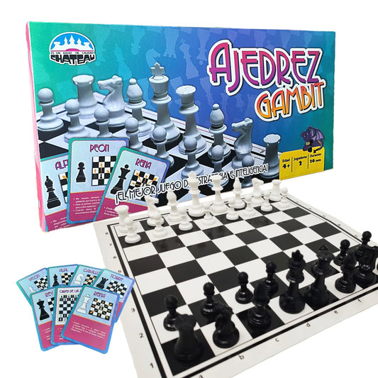 Juegos Chateau Ajedrez Gambit con Cartas de Apoyo, Juego de Mesa Educativo