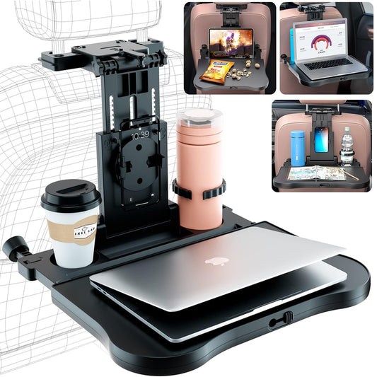 Bandeja Ajustable para Asiento Trasero de Coche, Plegable y Estable para Comida y Trabajo en Viajes por Carretera