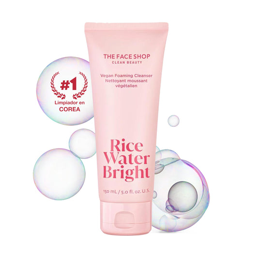 The Face Shop Rice Water Bright - Limpiador Facial en Espuma con Agua de Arroz | Skincare Coreano Iluminador | Limpieza Profunda, Hidratación y Efecto Glow | Textura Cremosa, the Face Shop, SKIN_CLEAN