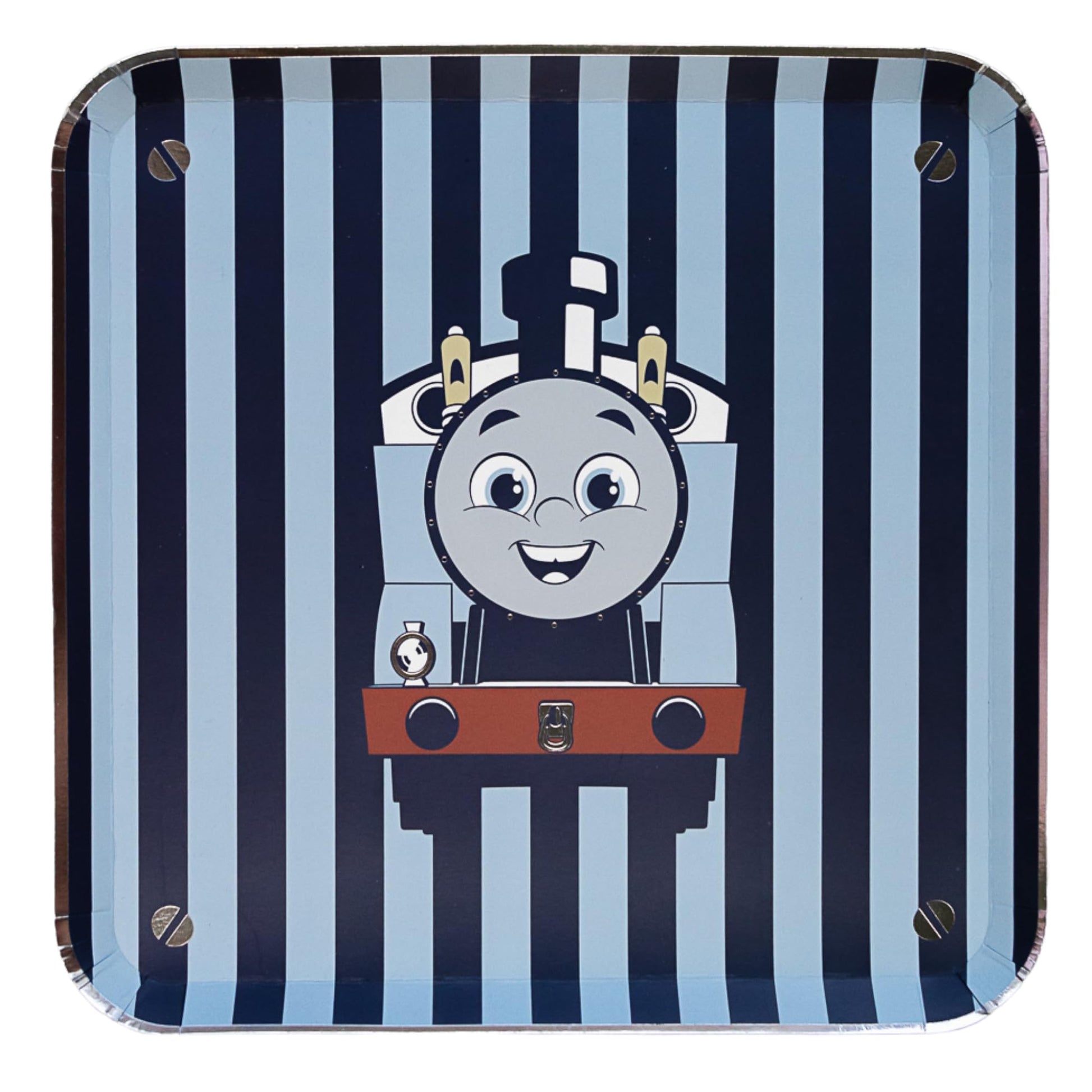 Bonjour Fete THOMAS & FRIENDS™ - Platos de rayas grandes - Platos temáticos de tren THOMAS & FRIENDS™ - Suministros para fiestas de cumpleaños - Platos de papel desechables grandes - Licencia oficial