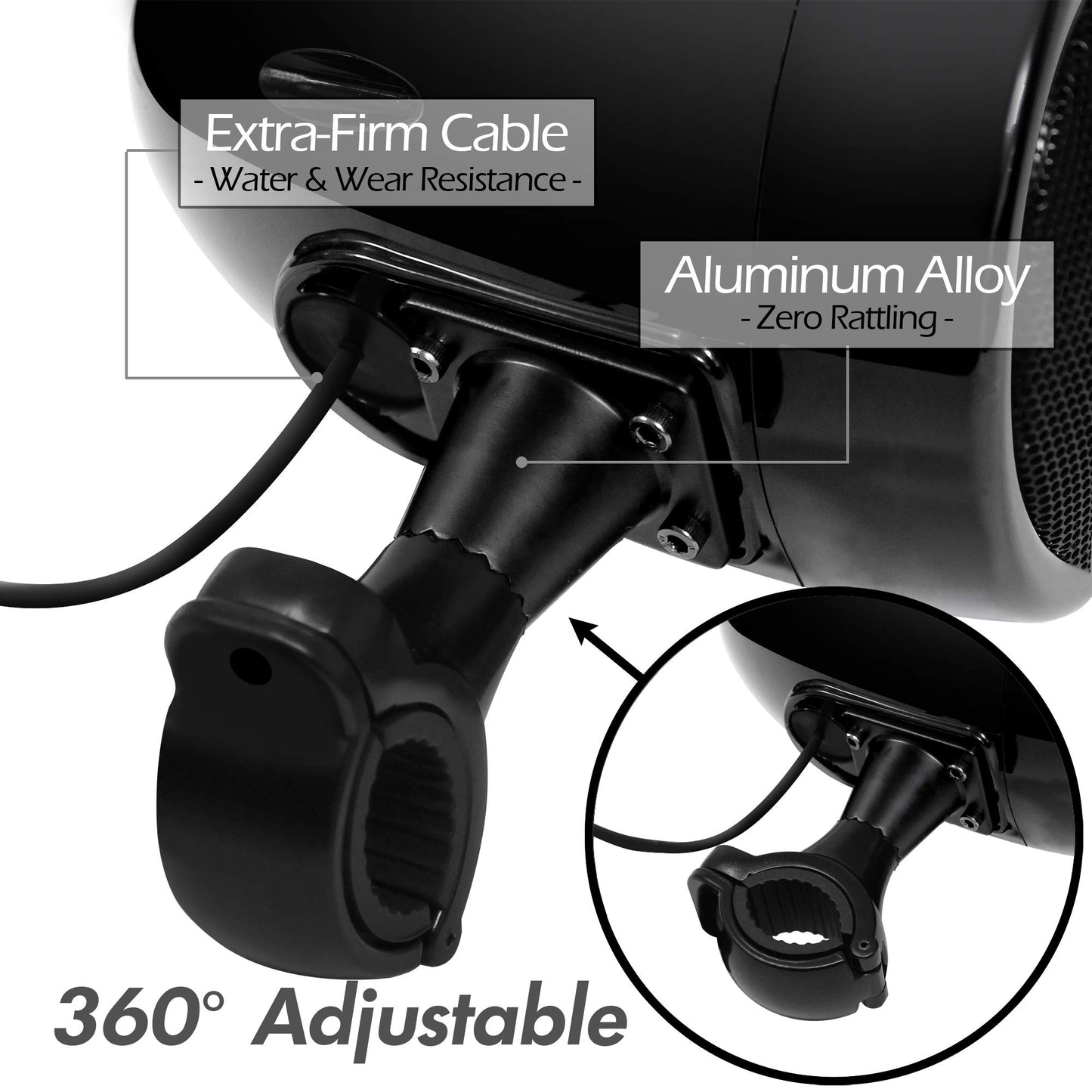 GoHawk TN4-W - Amplificador impermeable de 4 pulgadas, rango completo Bluetooth para motocicleta, altavoces estéreo de 1 a 1.25 pulgadas. Sistema de amplificador de audio para montaje en manubrio