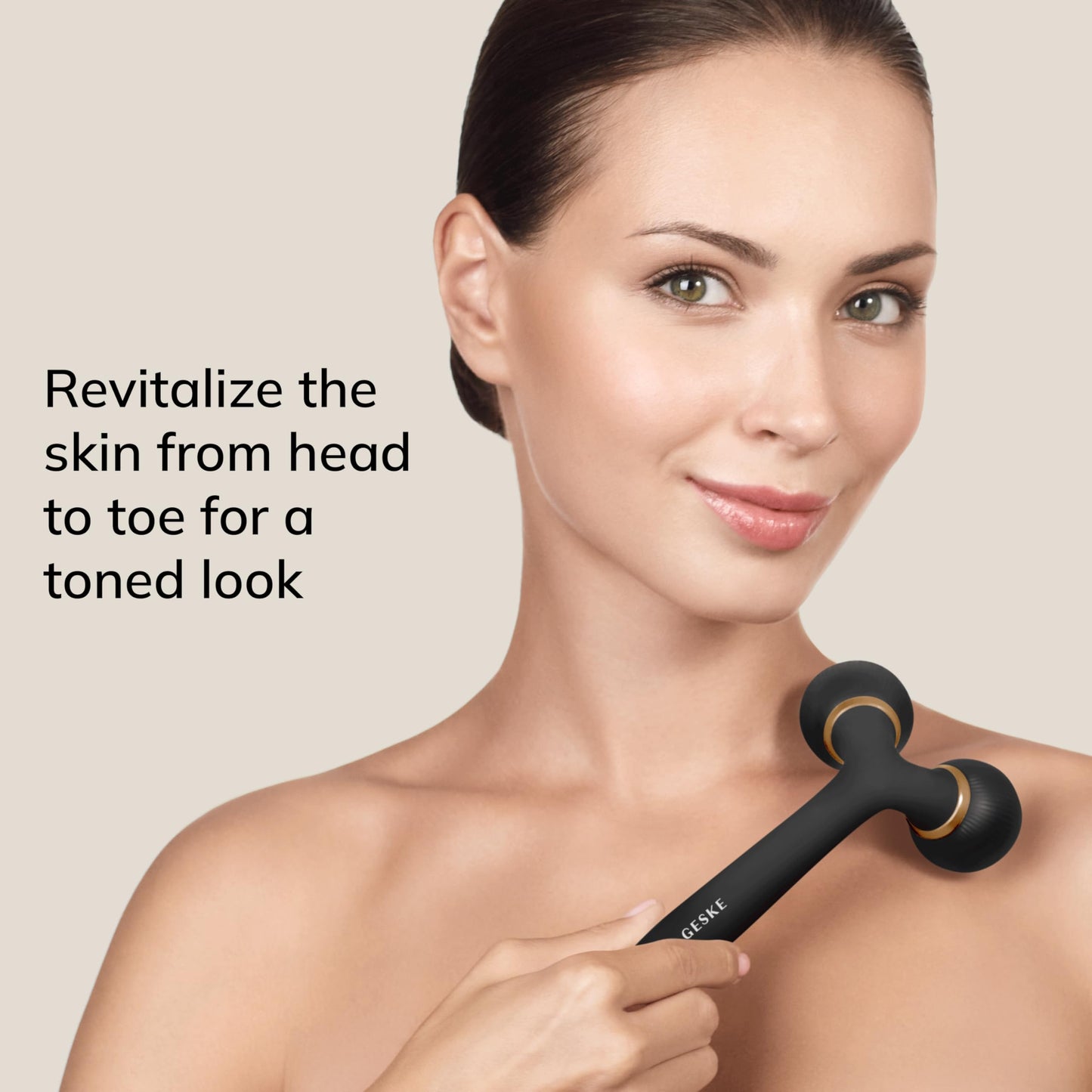 GESKE | Rodillo facial y corporal sónico SmartAppGuided™ | 4 en 1 | rodillo derma | Dispositivo para rostro y cuerpo | rodillo derma | Rodillo facial profesional | Reafirma y define cuerpo y rostro