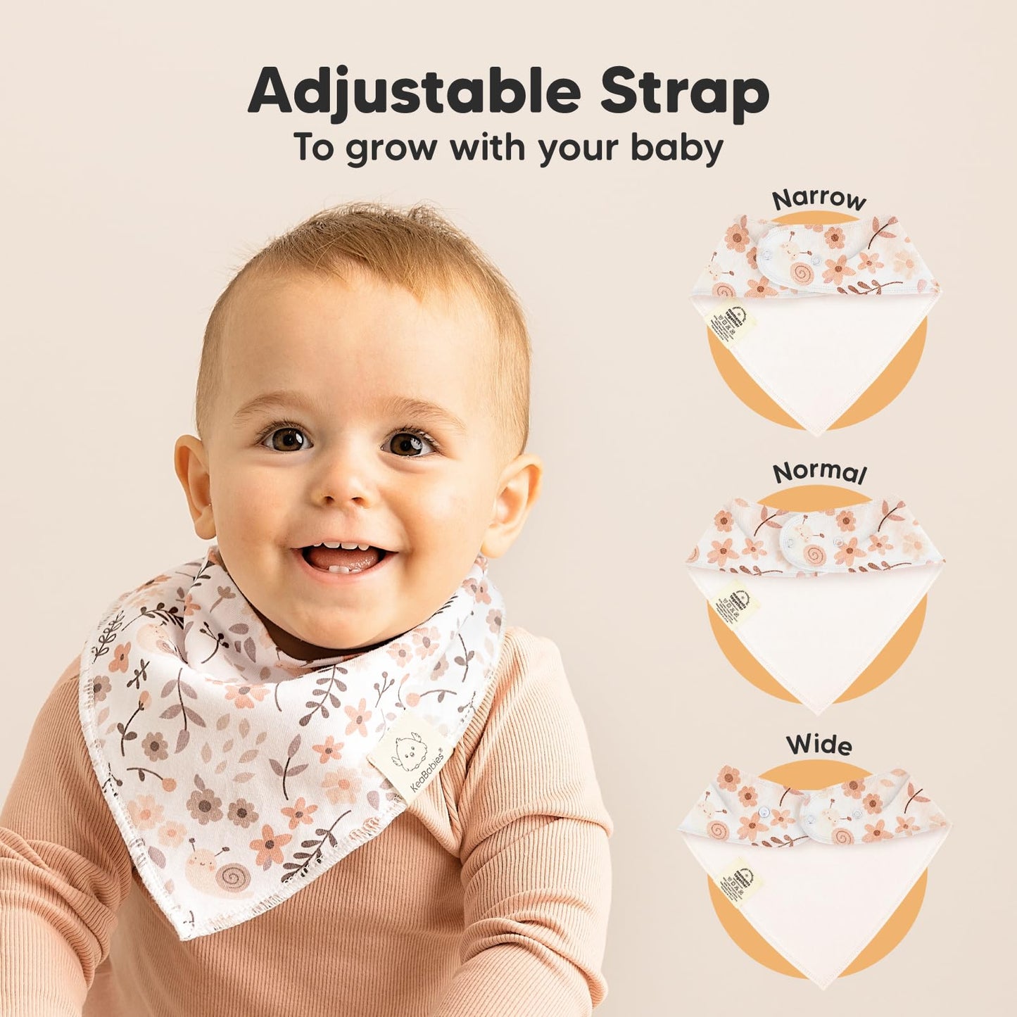 Paquete de 8 baberos orgánicos para niñas – Baberos triangulares súper absorbentes para bebés babeos y dentición, 100% algodón extra suave para recién nacido, bebé de 0 a 36 meses (floración)
