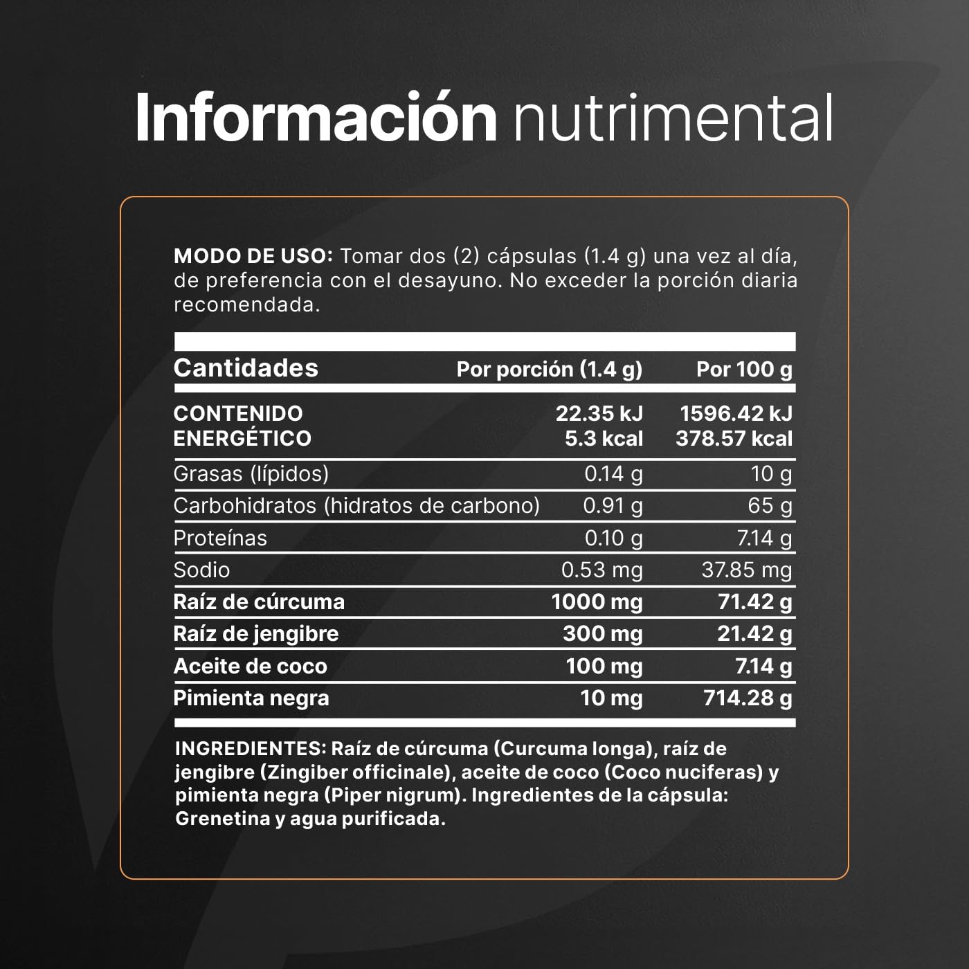 Cúrcuma + Jengibre 90 Cápsulas 1400 mg por porción. Adicionado con Aceite de Coco. Ingredientes naturales. Turmeric + Ginger B Life