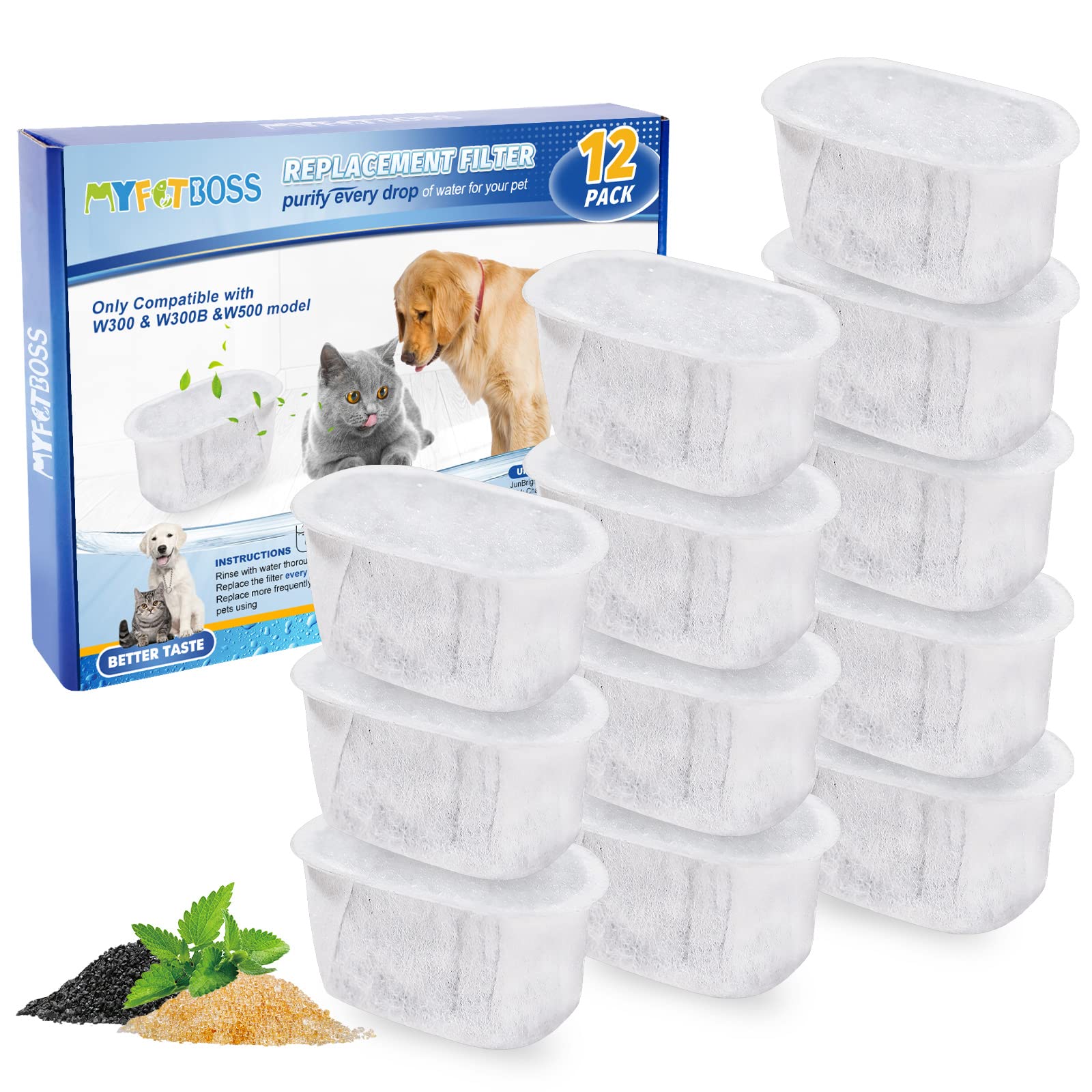 Filtros de Agua para Mascotas MyfatBOSS en Blanco Paquete de 12 2L y 3.5L
