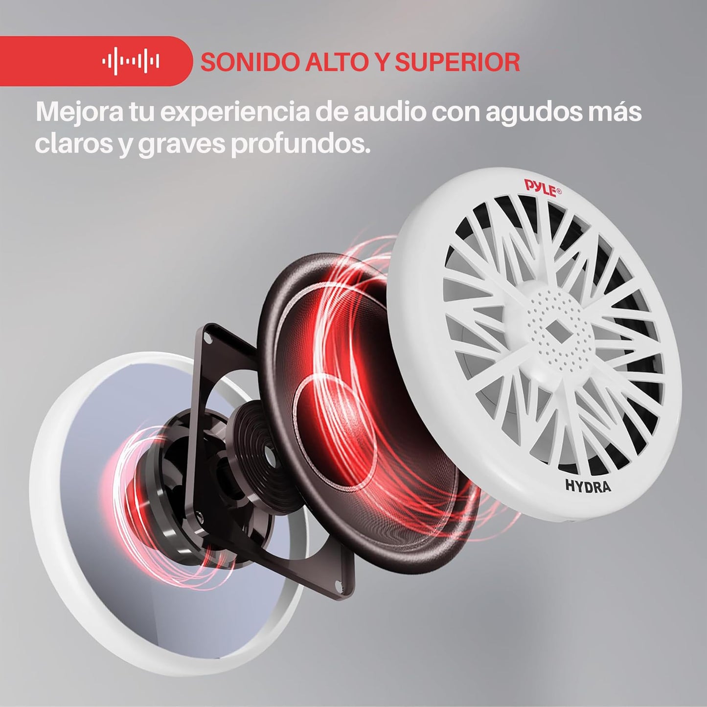 Pyle Subwoofer de Audio Marino para Exteriores de 8 Pulgadas. Altavoz de Graves Blanco Impermeable de 400 Watta para Sistema de Sonido Estéreo