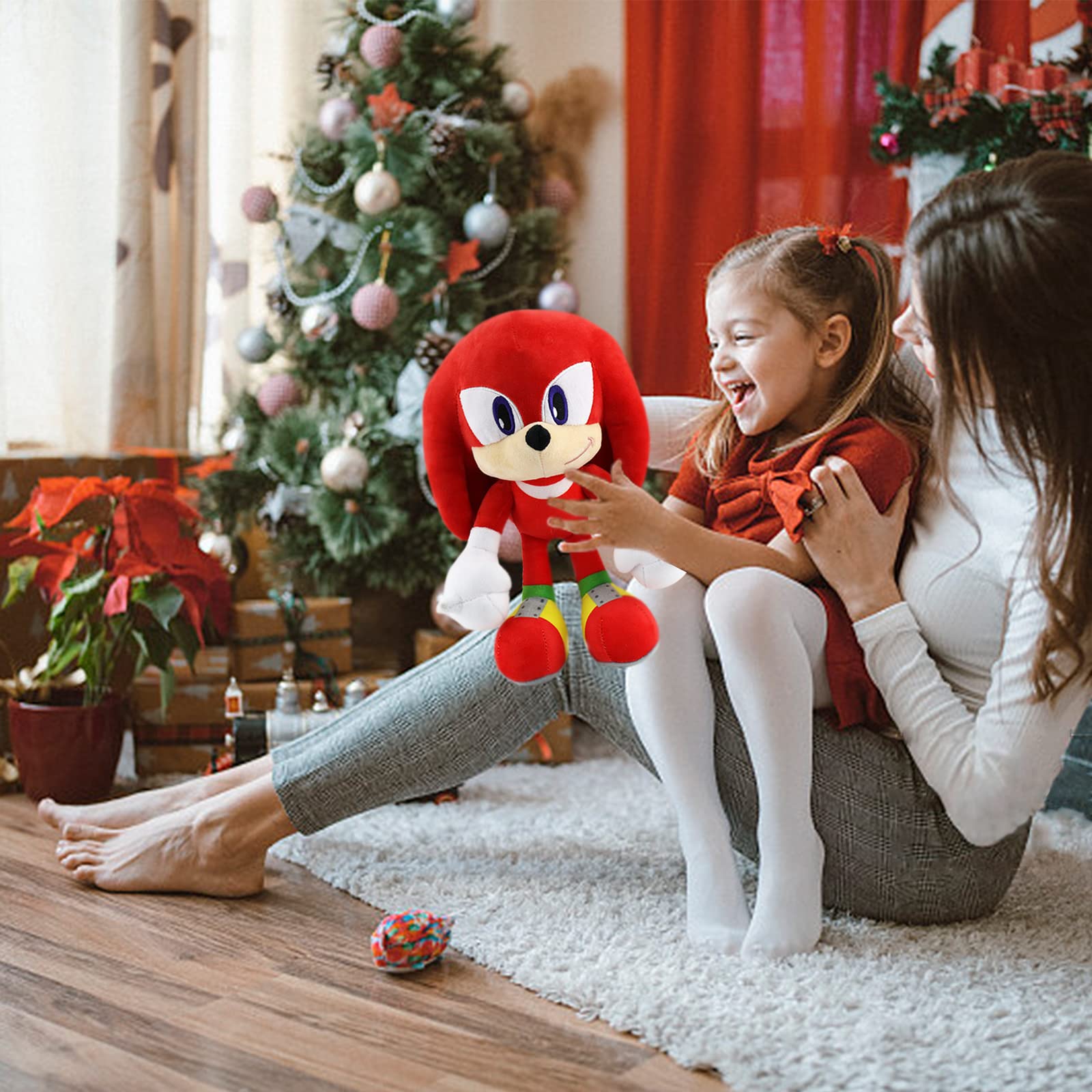 Juguetes de peluche para Hedgehog,12 pulgadas personajes de dibujos animados,Juguete de Peluche Suave para Sala de Estar,Oficina,Coche,Regalos navideños perfectos Para Niños y Niñas (Rojo)