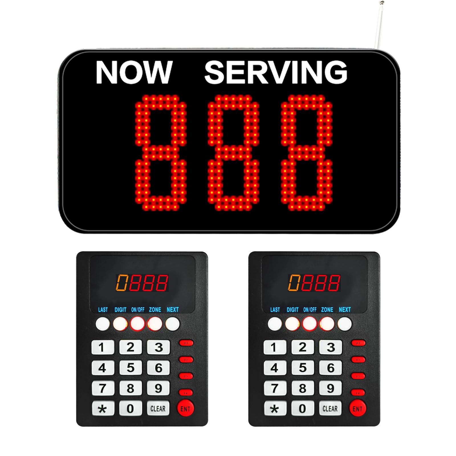 KOQICALL - Sistema de llamadas en cola con 2 teclados y 1 visualización LED para restaurante hospital, clínica bancaria, gestión de espera