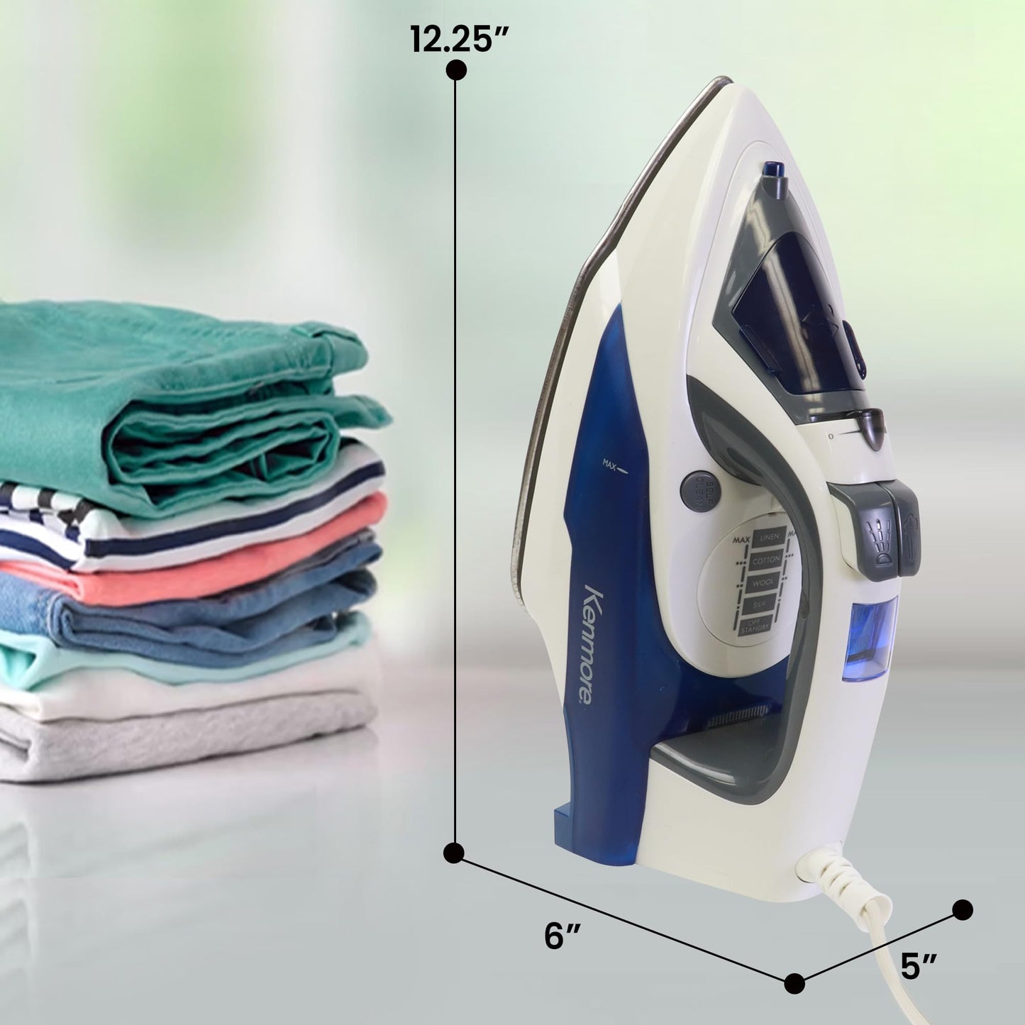 Plancha de Vapor Kenmore Acero Inoxidable con 9 Preajustes de Tela Antigoteo