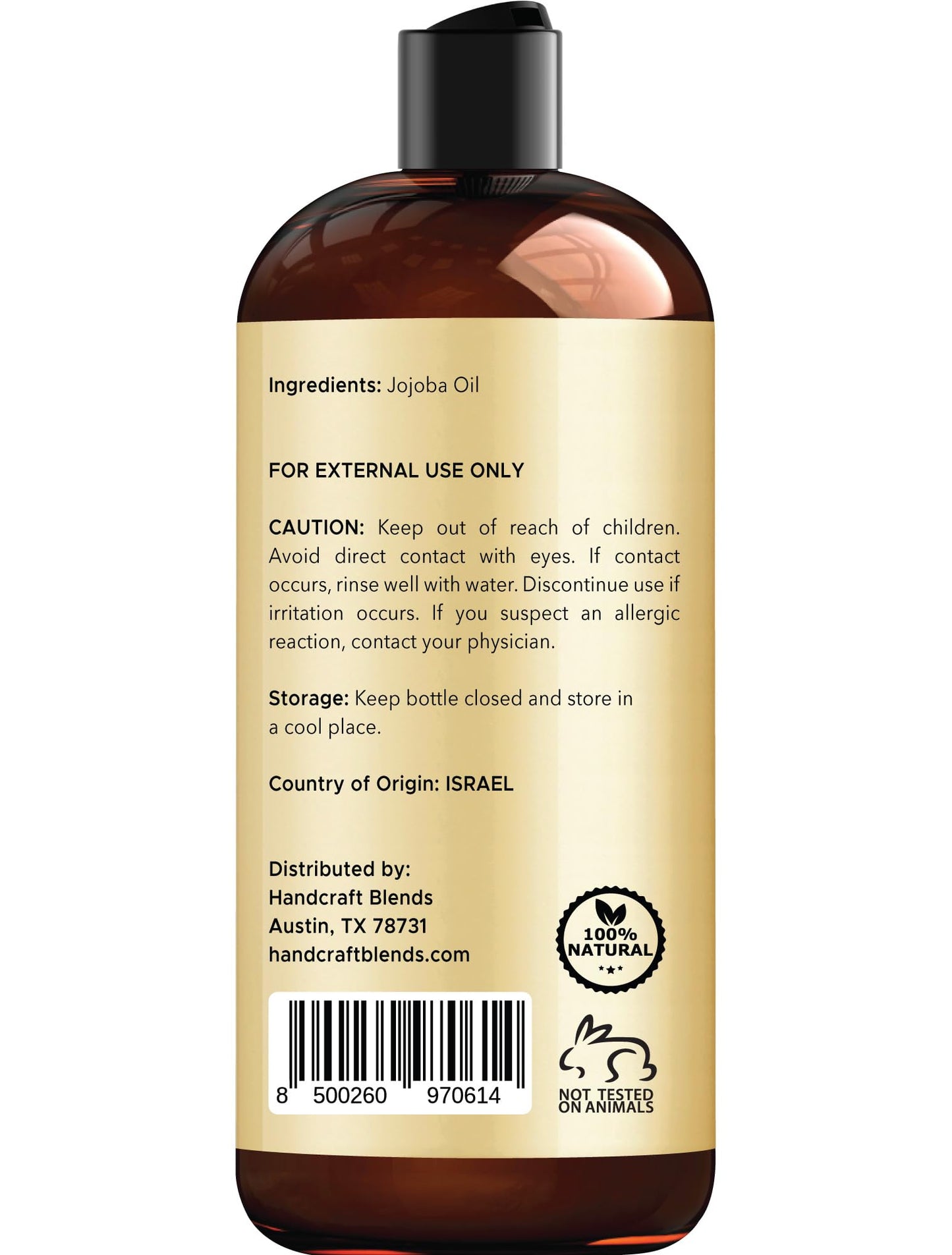 Handcraft Blends Jojoba Oil - 473 ml - 100% Pure & Natural - Premium Grade Carrier Oil - Hair, Face and Body Oil - Deeply Moisturizing - Anti-Aging - Cold-Pressed and Hexane-Free