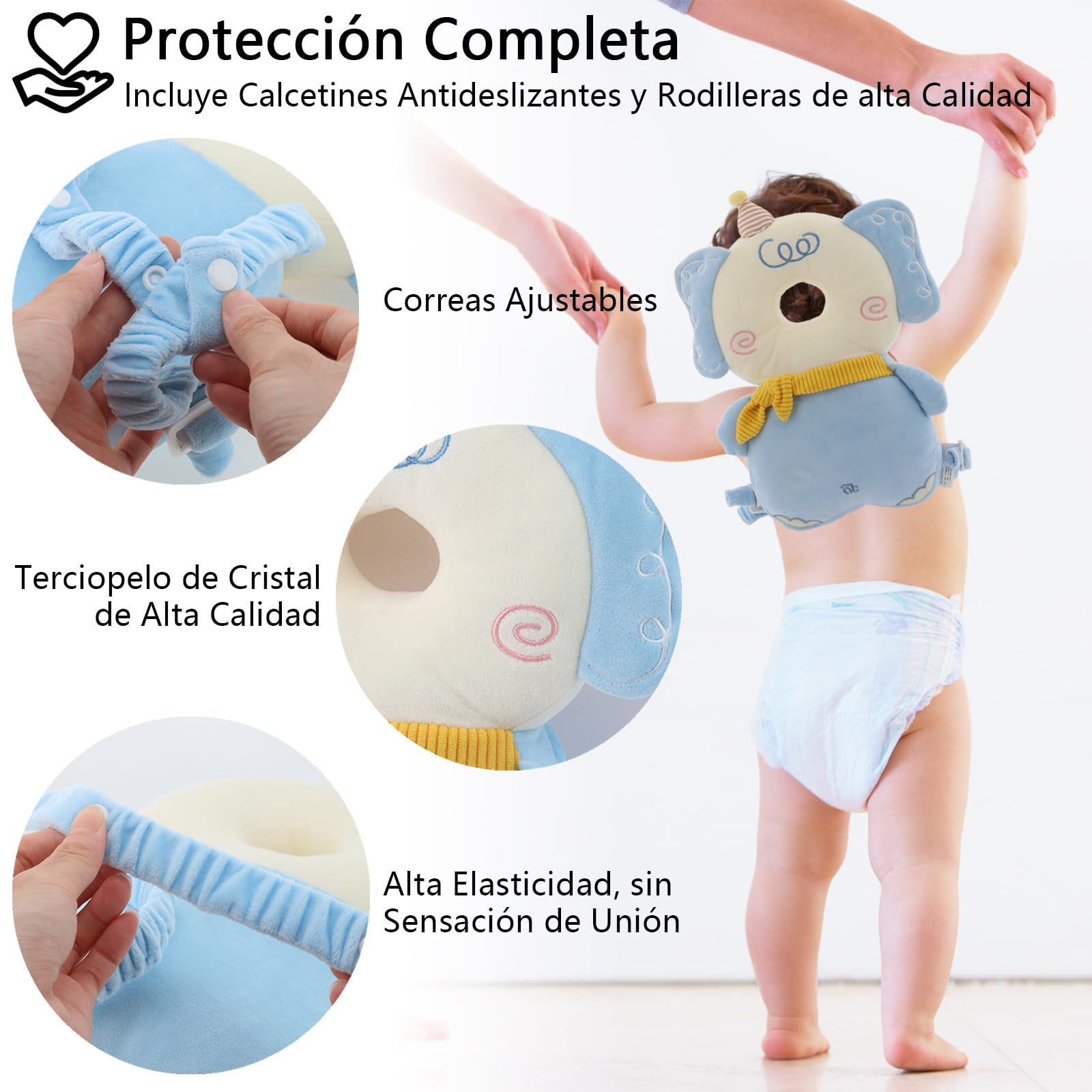 Mochila Protectora Ajustable Astronauta con Calcetines Antideslizantes y Rodilleras para Bebés de 0 a 3 Años