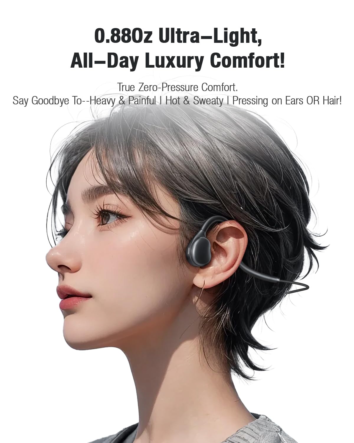 Auriculares Deportivos QOEKUEY Negro con Micrófono y Control de Volumen
