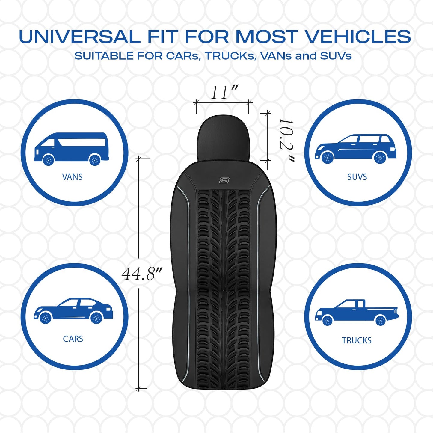 Skechers - Fundas de asiento Slip-Ins de espuma viscoelástica 3D, fundas de asiento de coche de piel en relieve, compatible con bolsas de aire, universal para la mayoría de coches, furgonetas
