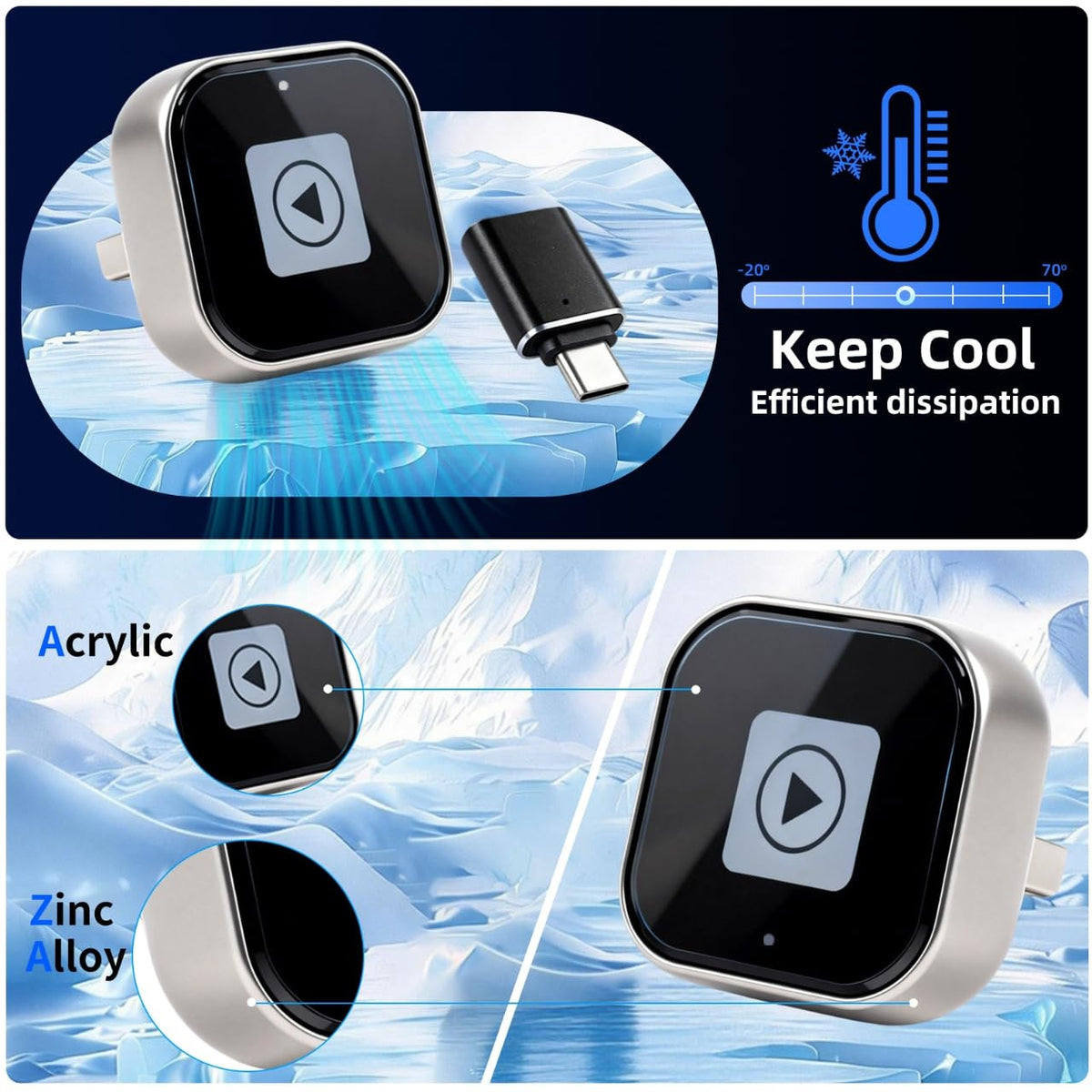 Adaptador Automático Inalámbrico CarPlay y Android 2 en 1 con Convertidor USB USB-C Doble Banda 5 GHz