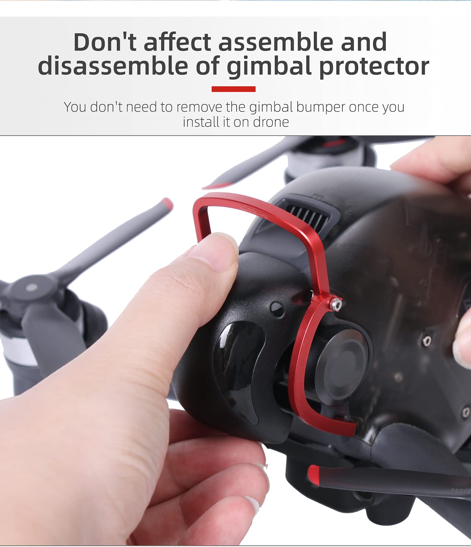 FPV Drone Gimbal Bumper para DJI FPV Drone PTZ Protect Bar Cámara de aleación de aluminio Anti-colisión (Rojo)
