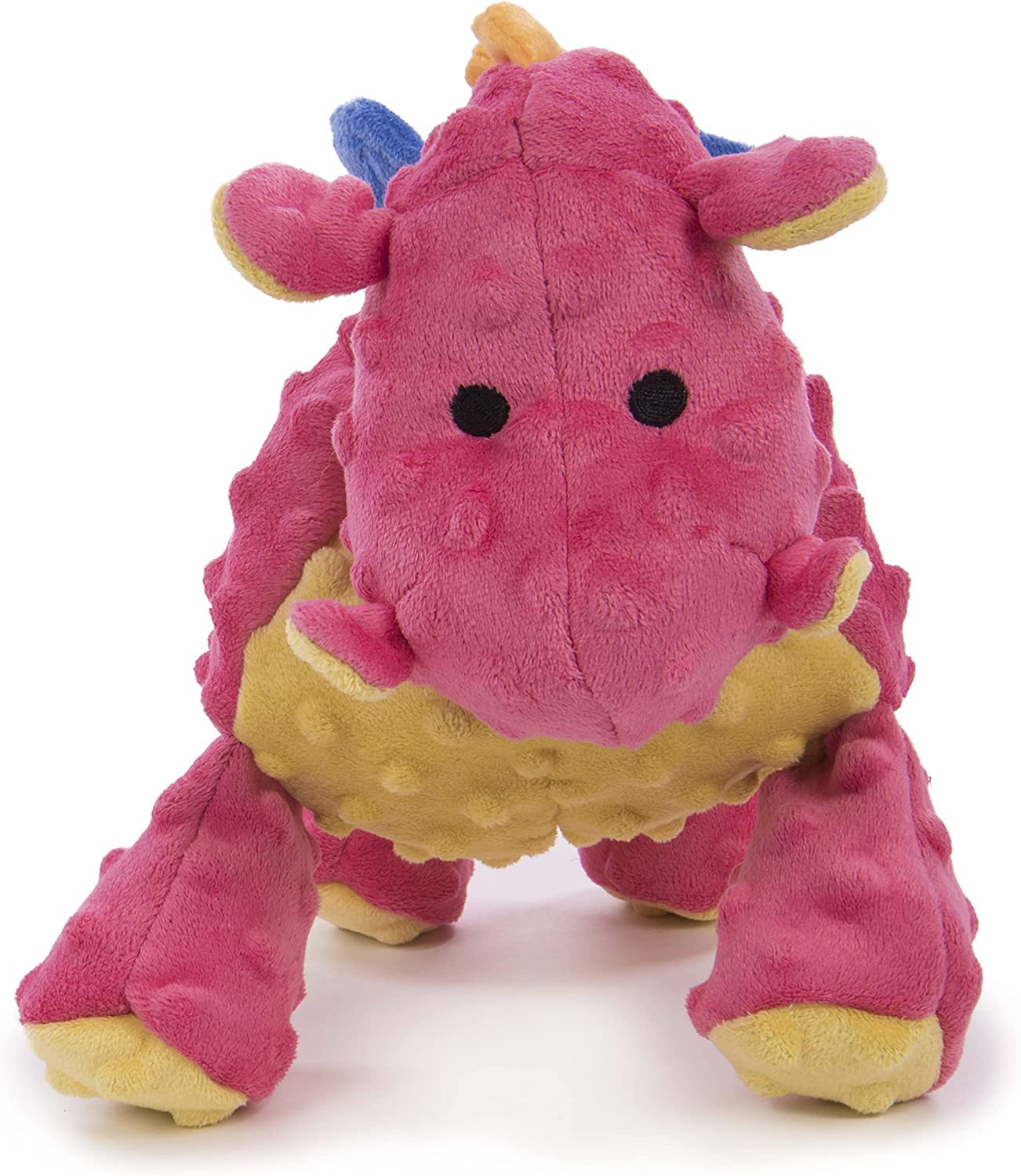 goDog - Juguete de peluche resistente para perros con tecnología Dragon with Chew Guard, color coral, grande