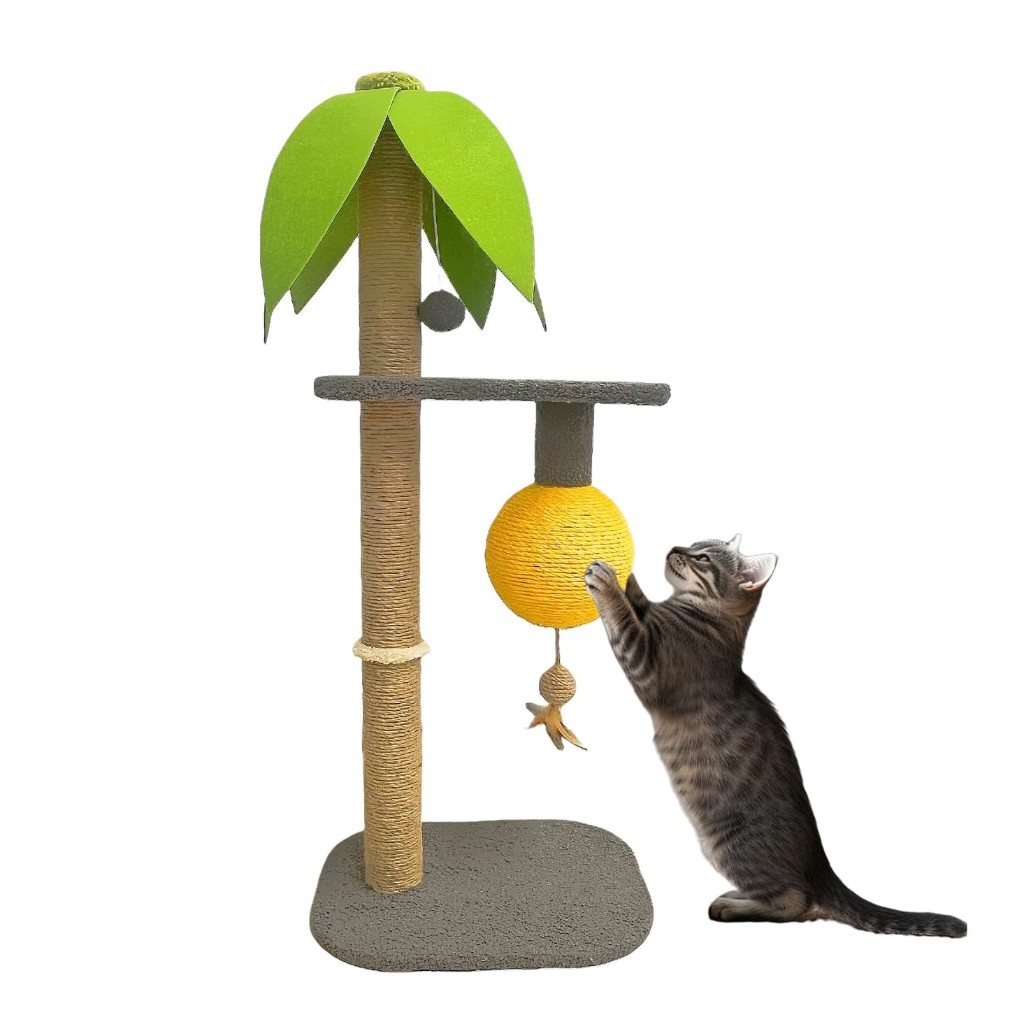 BUIMIT - Rascador de palmera personalizable para gatos con altura ajustable, poste rascador para gatos con base resistente y bola colgante, poste rascador para gatos con cuerda de sisal para gatos de