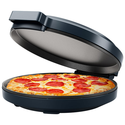 Chefman Everything Maker & Pizza Horno – 1440 W Encimera eléctrica Pizza con platos antiadherentes de 12 pulgadas, hacer pizza, quesadillas, tortillas y más, con luces indicadoras y almacenamiento