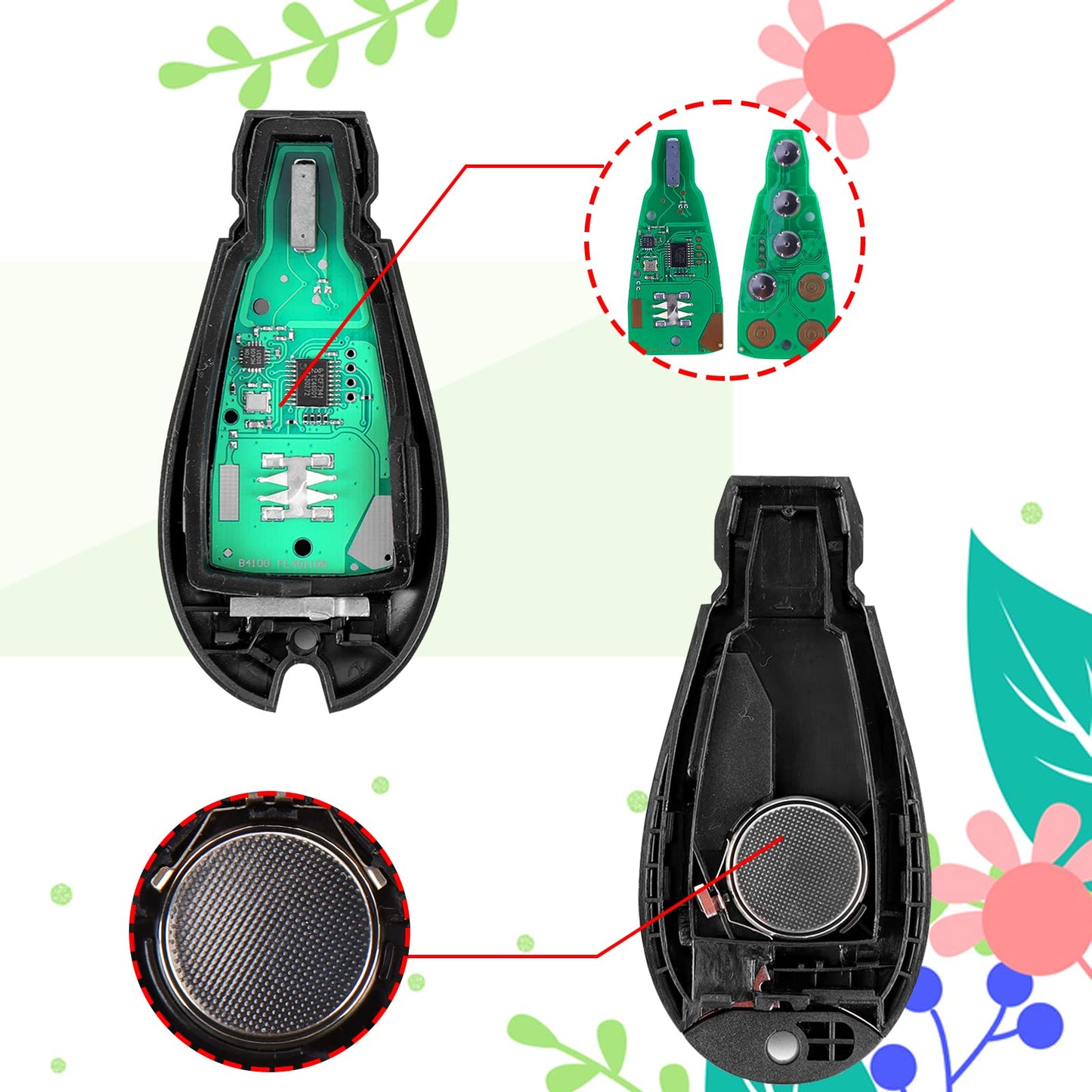 Llavero de 5 botones para Chrysler 300 2008-2014 para Dodge Challenger Durango Magnum para Jeep Grand Cherokee Keyless Entry Remote fob FCCID: M3N5WY783X 56046639AC 56046639AD 56046639AE-433Mhz