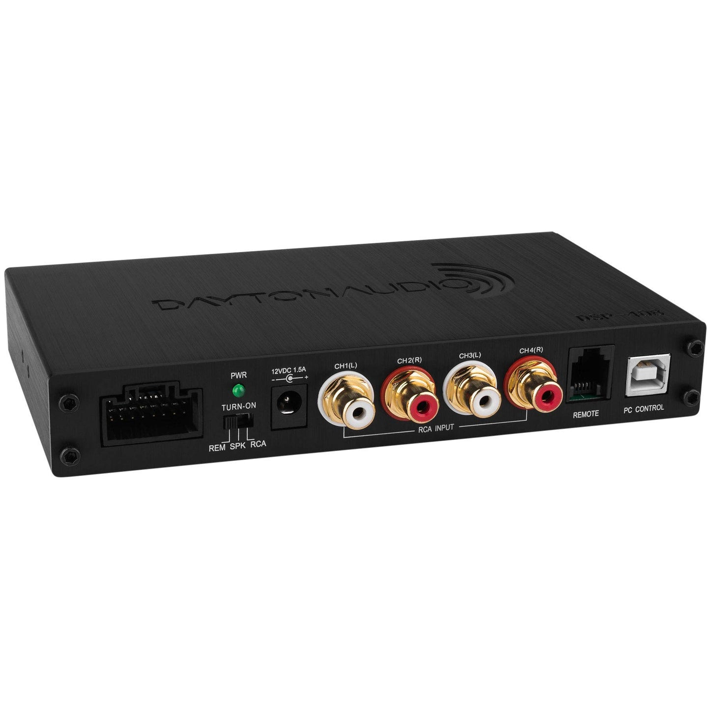 Dayton Audio DSP-408 Procesador de señal digital DSP de 4 entradas y 8 salidas con ecualizador integrado en crossovers, tim alighment y mezcla de entrada/salida para audio en el hogar y el coche