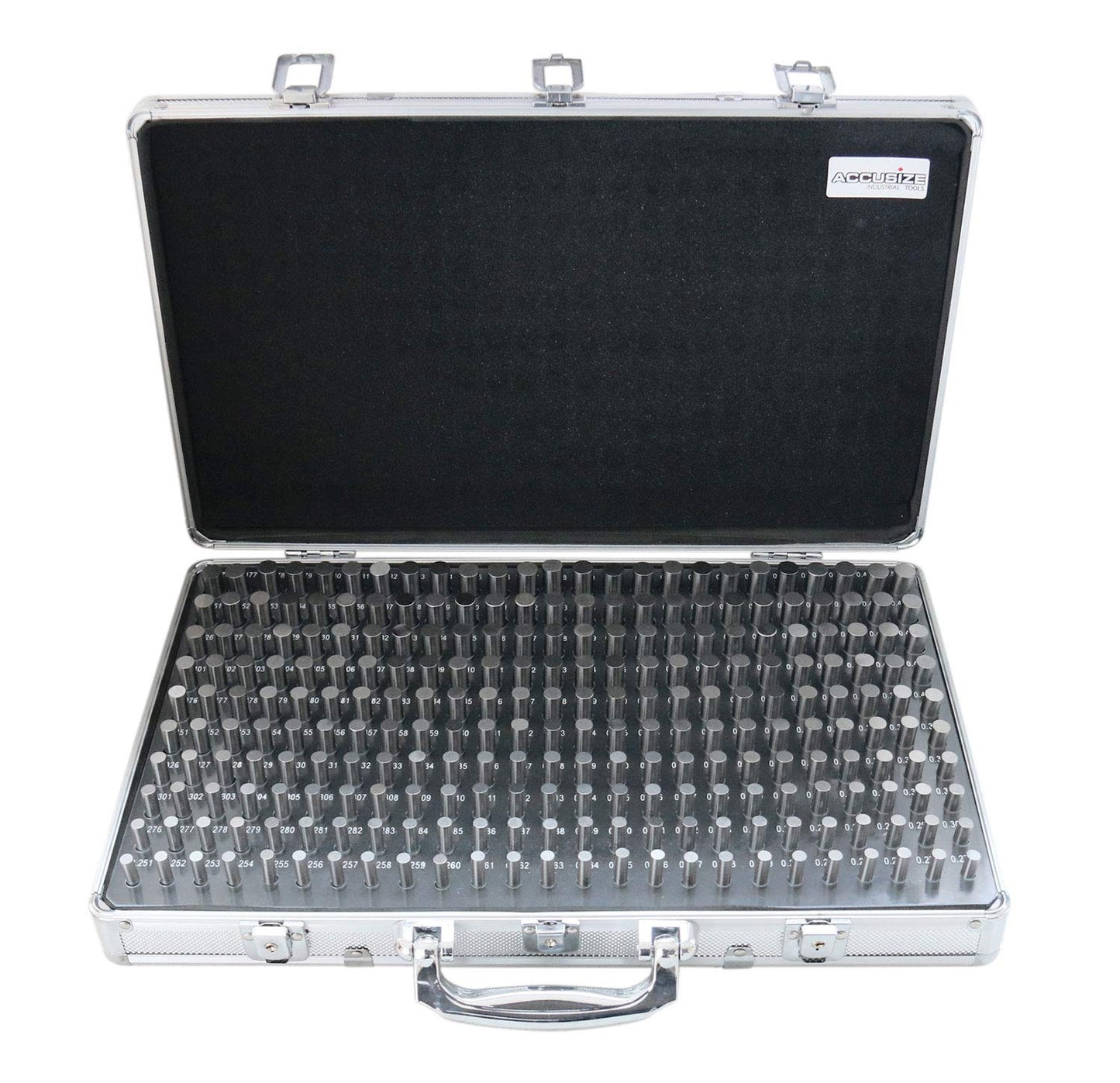 Juego de Calibradores de Clavijas de Acero Accusize Industrial Tools 0.251-0.500 Pulgadas Menos Clase Zz con Caja de Aluminio Confiable
