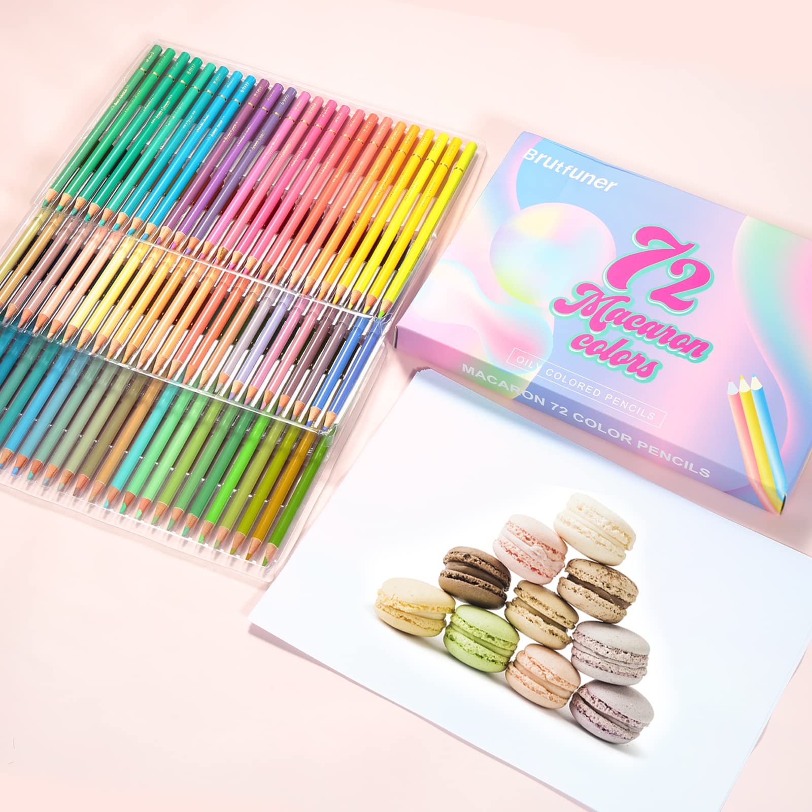 Lápices de Colores Macaron, Juego Profesional Lápices de colores pastel de 72 Colores, Núcleos a Base de Cera Suave Numerados, Para Dibujar, Dibujar, Sombrear y Colorear