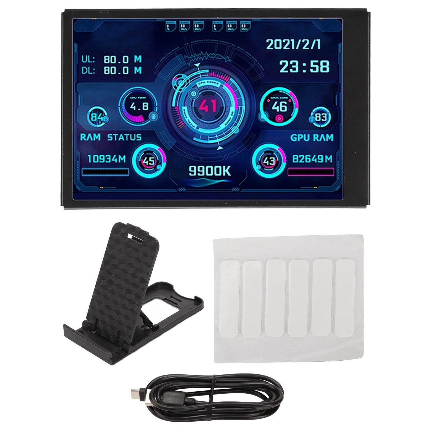 Monitor de Temperatura Yunseity Negro con Mini Pantalla USB AIDA64 para Computadora