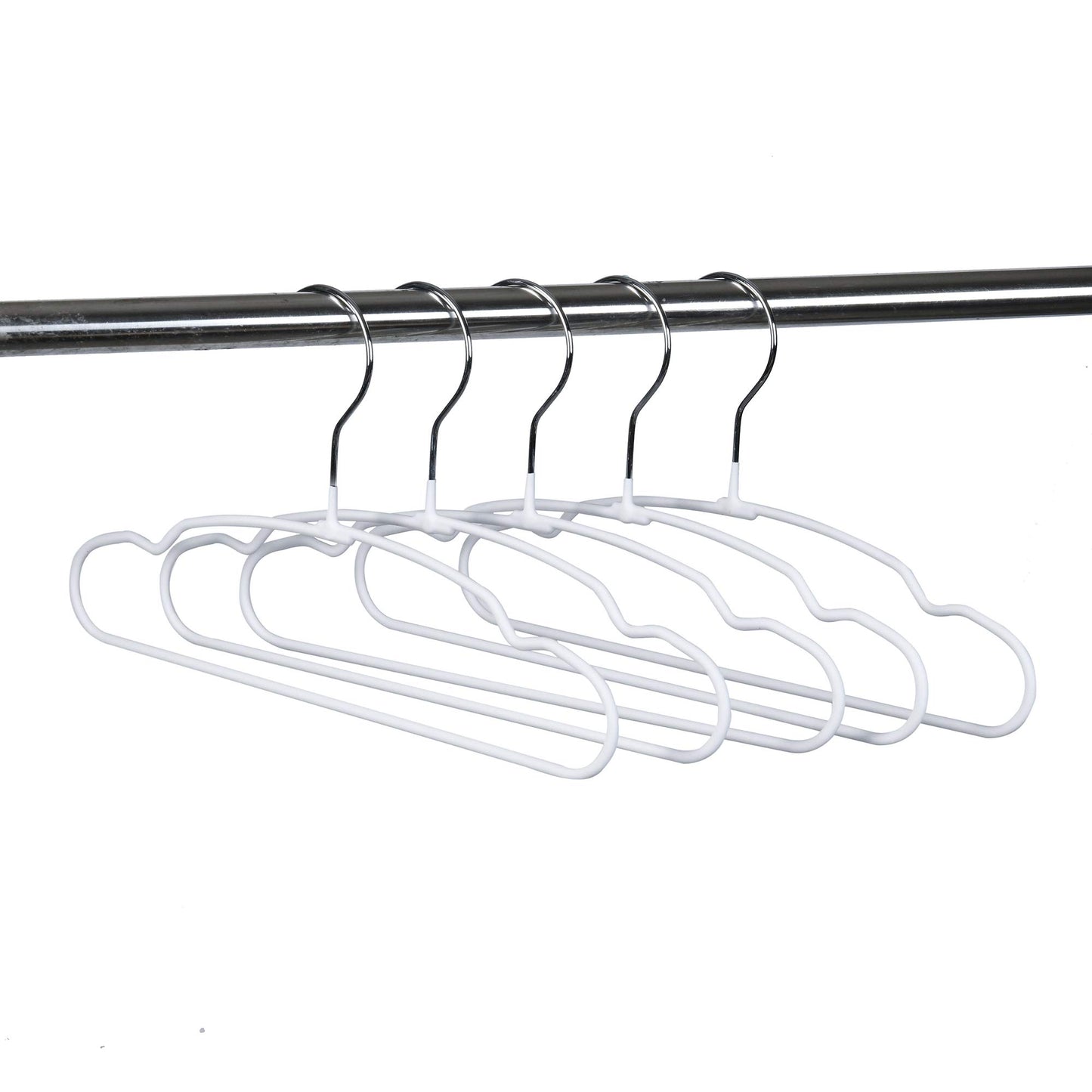 Amber Home - Paquete de 20 perchas para ropa de bebé de 11.8 pulgadas, alambre de metal resistente y bonito revestimiento blanco para niños pequeños, perchas para ropa de camisa, chamarra, pantalones