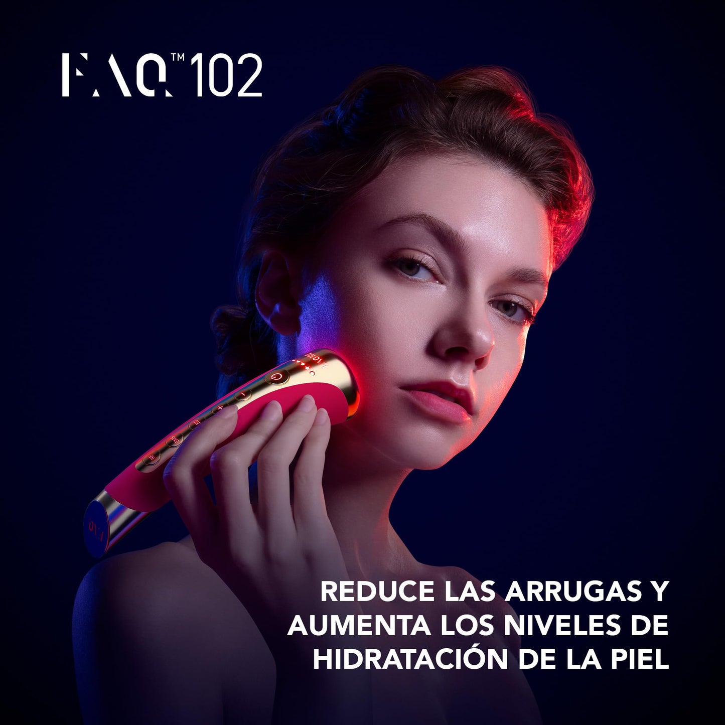 FAQ 102 Set Beauty Answer - Masajeador facial reafirmante con 8 luces LED - Radiofrecuencia facial + P1 Manuka Honey 30 ml - Preparación facial antes del cuidado - Ritual diario de belleza - Pink Ruby