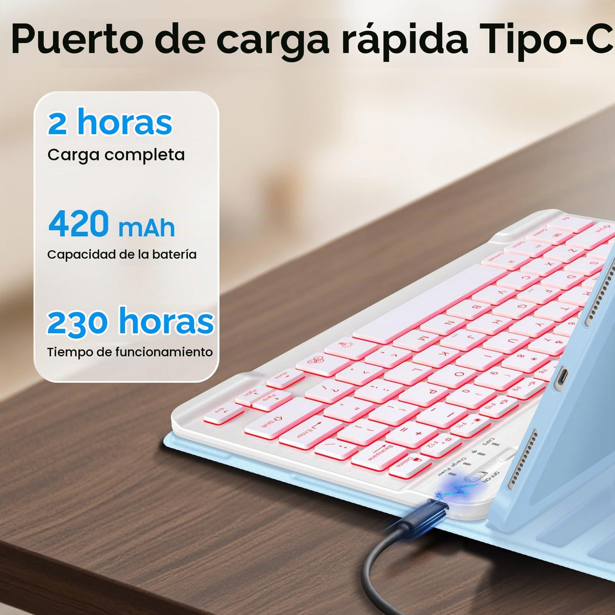 Funda con Teclado iPad Air Fintie Azul TPU Suave y Bluetooth Desmontable