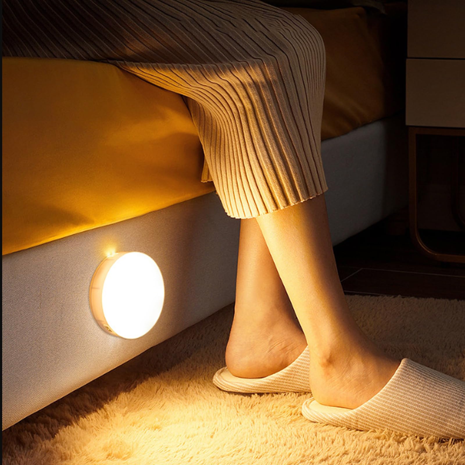 AZHU Luz led con Sensor de Movimiento, 4 Pz Lampara LED Recargable por USB Con Imán, Luces LED para Cocina, Escaleras, Sala, Closet, Estudio(Luz Blanco)