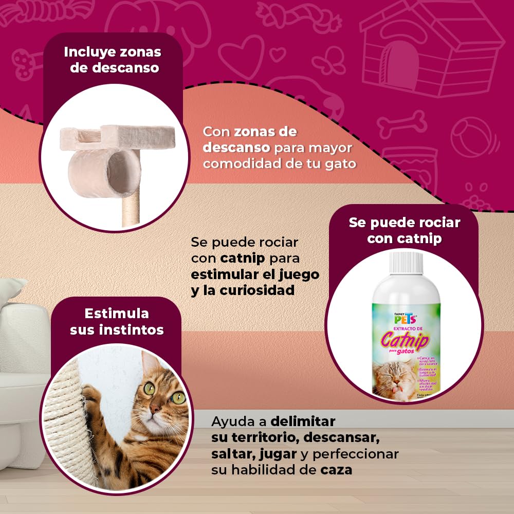 Fancy Pets Mueble/Rasador con Casa, Túnel y Mecedora de 141 Centímetros
