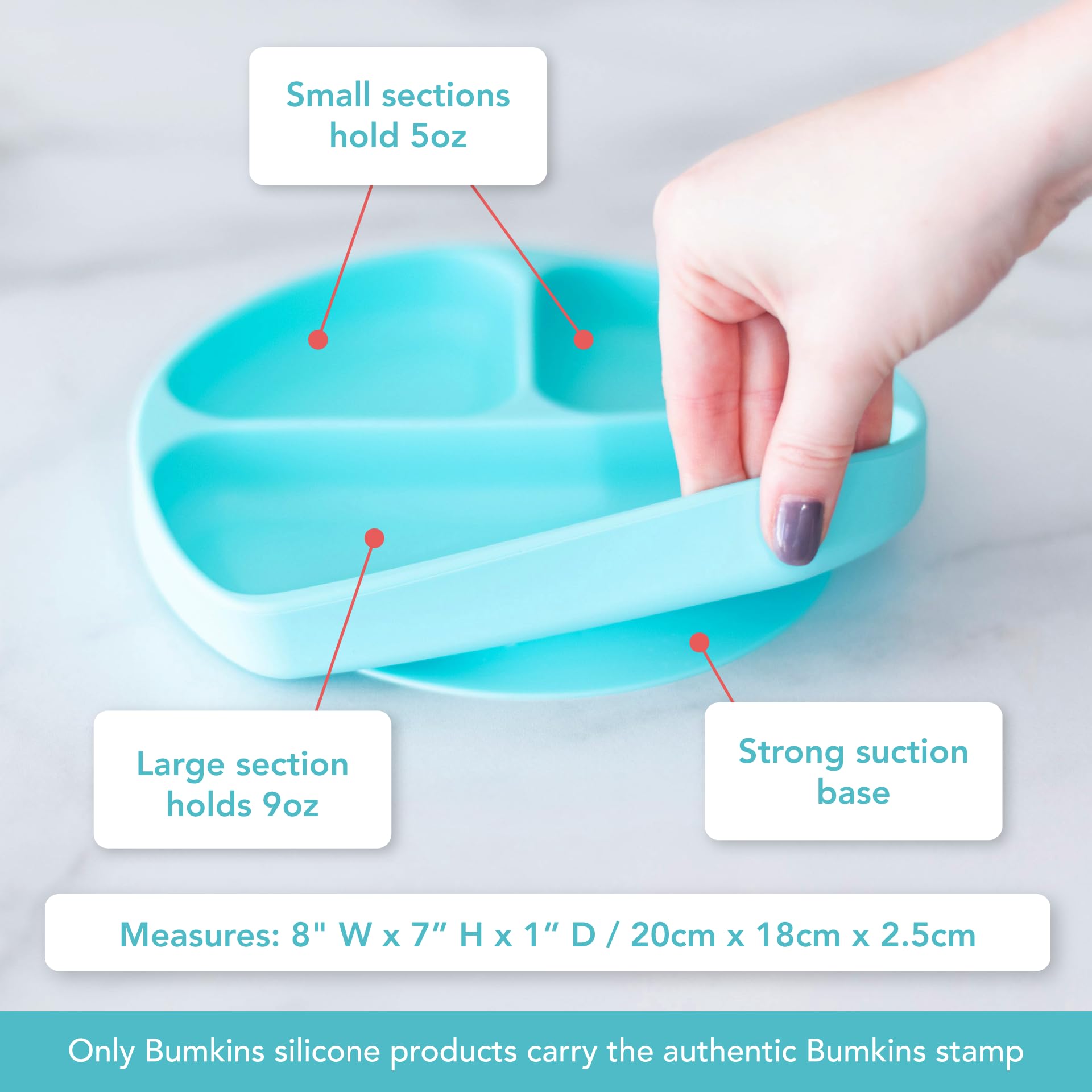 Bumkins Silicone Grip Dish, Azul