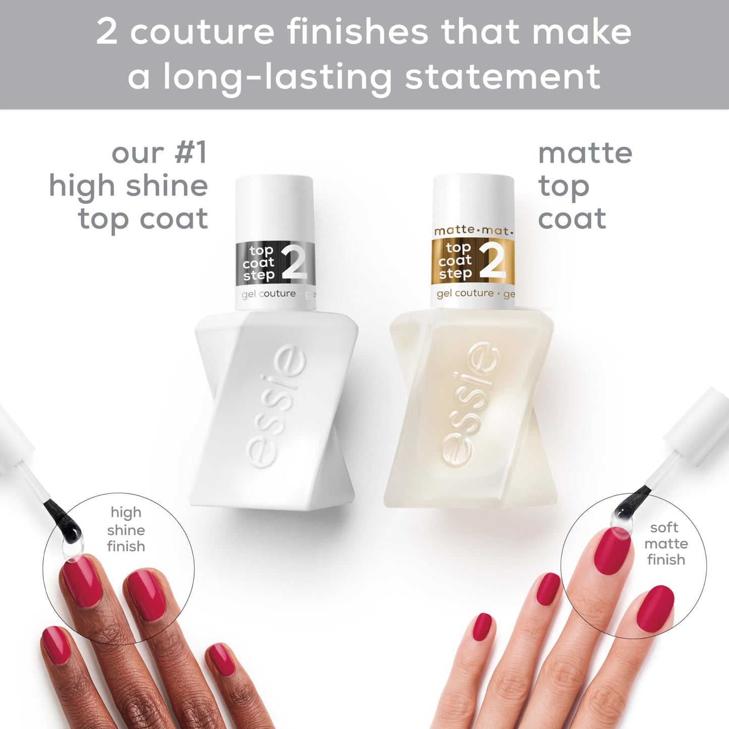 Essie gel couture longwear glossy high shine chip-resistant gel-like top coat duo kit, , 0.92 fl oz