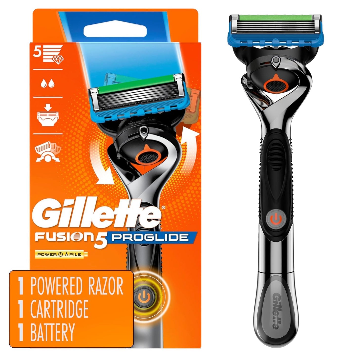 Gillette Maquina para Rasurar Eléctrica Fusion 5 ProGlide Power + 1 Cartucho para Rasurar