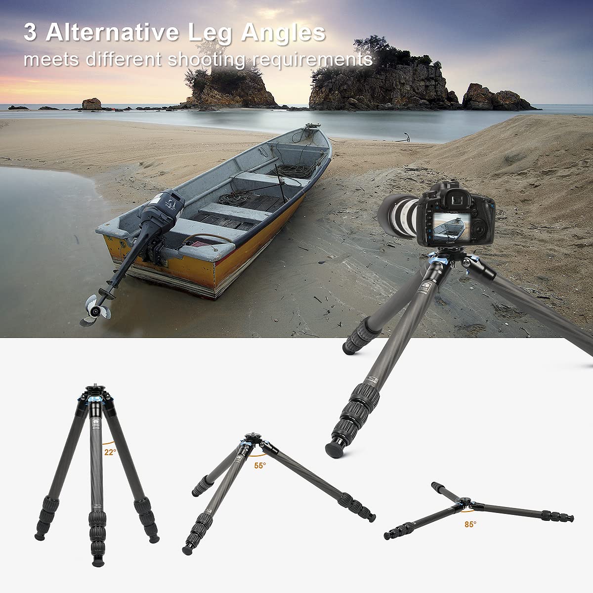 Trípode SIRUI Fibra de Carbono con Columna Central Dos Secciones 59.8” Carga Máxima 15kg