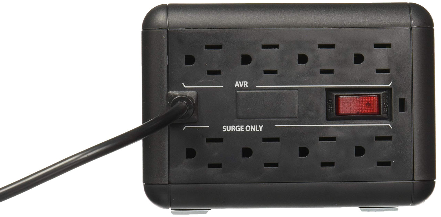 Regulador QIAN.MX Negro 1000va con 8 Contactos y 2 Puertos USB