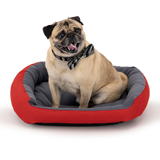 Cama para Perro Hills Rojo Gris Resistente y Confortable con Relleno Suave