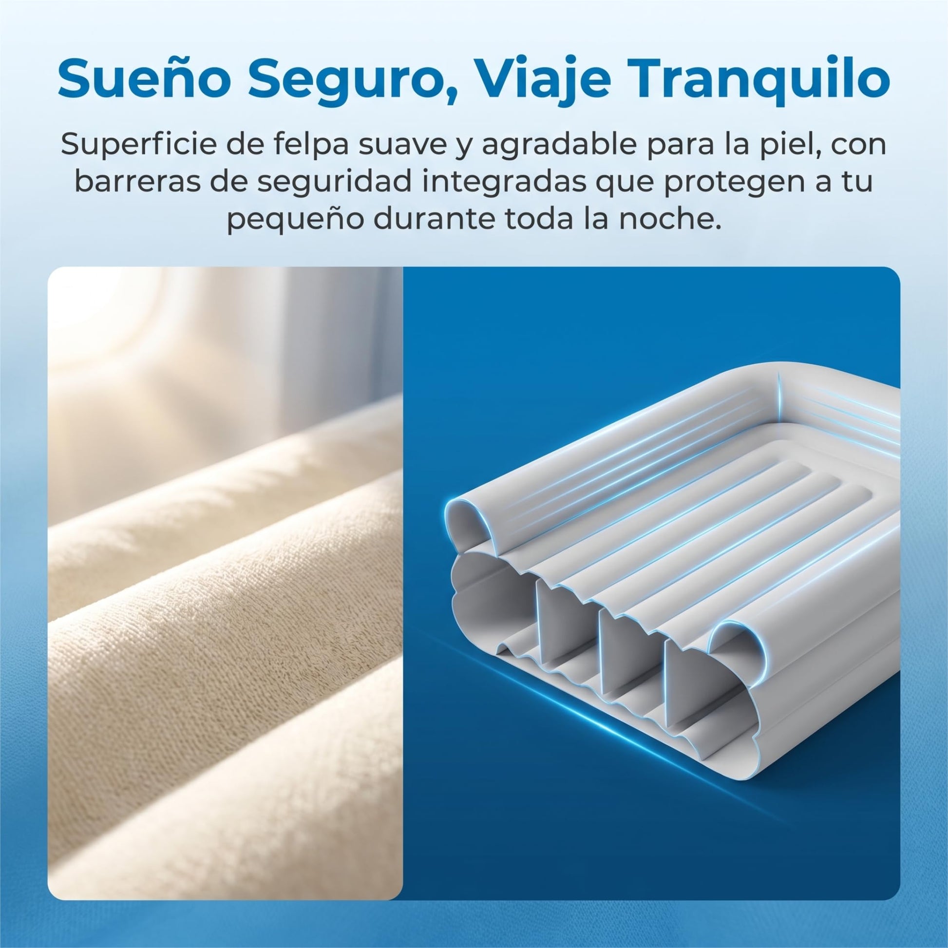 YISHEN Cama Inflable de Viaje para Niños, Cama Portátil para Bebés con Laterales de Seguridad, Ligera y Compacta, Ideal para Viajes en Avión, Incluye Bomba Manual y Bolsa de Almacenamiento