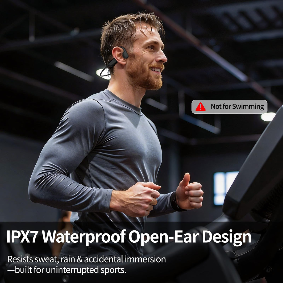 Auriculares de Conducción Ósea LazyGoose Negro Bluetooth 6.0 Impermeables IPX7 con Micrófono para Correr y Ciclismo