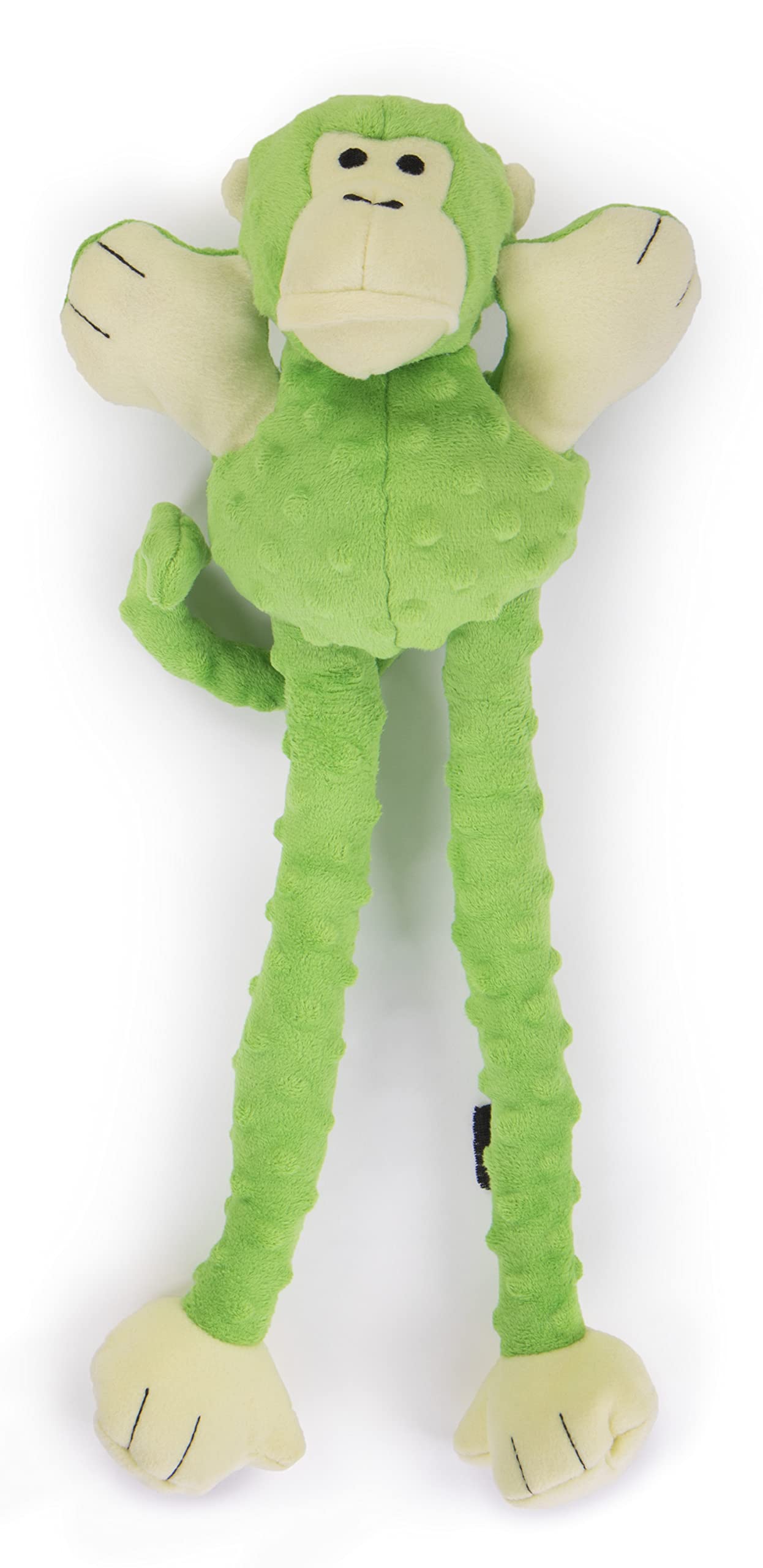 goDog Crazy Tugs Monkey - Juguete de Peluche chirriante, tecnología de protección para Masticar, Color Verde, Grande