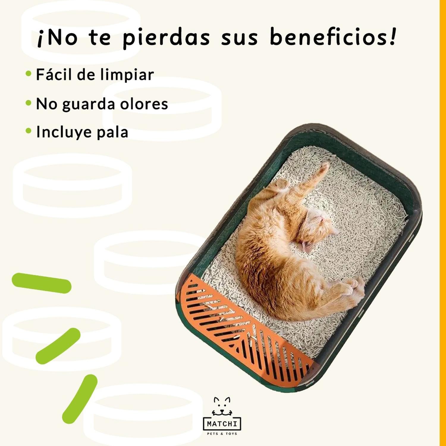 Arenero Grande para Gato MATCHI Negro con Extensión y Pala Limpiadora