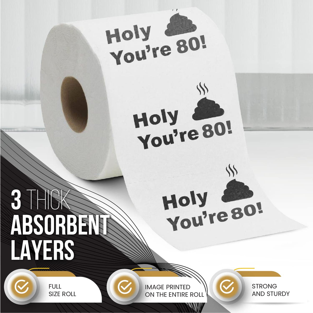 Papel Higiénico Novelty Hilarious Gag para 80 Cumpleaños