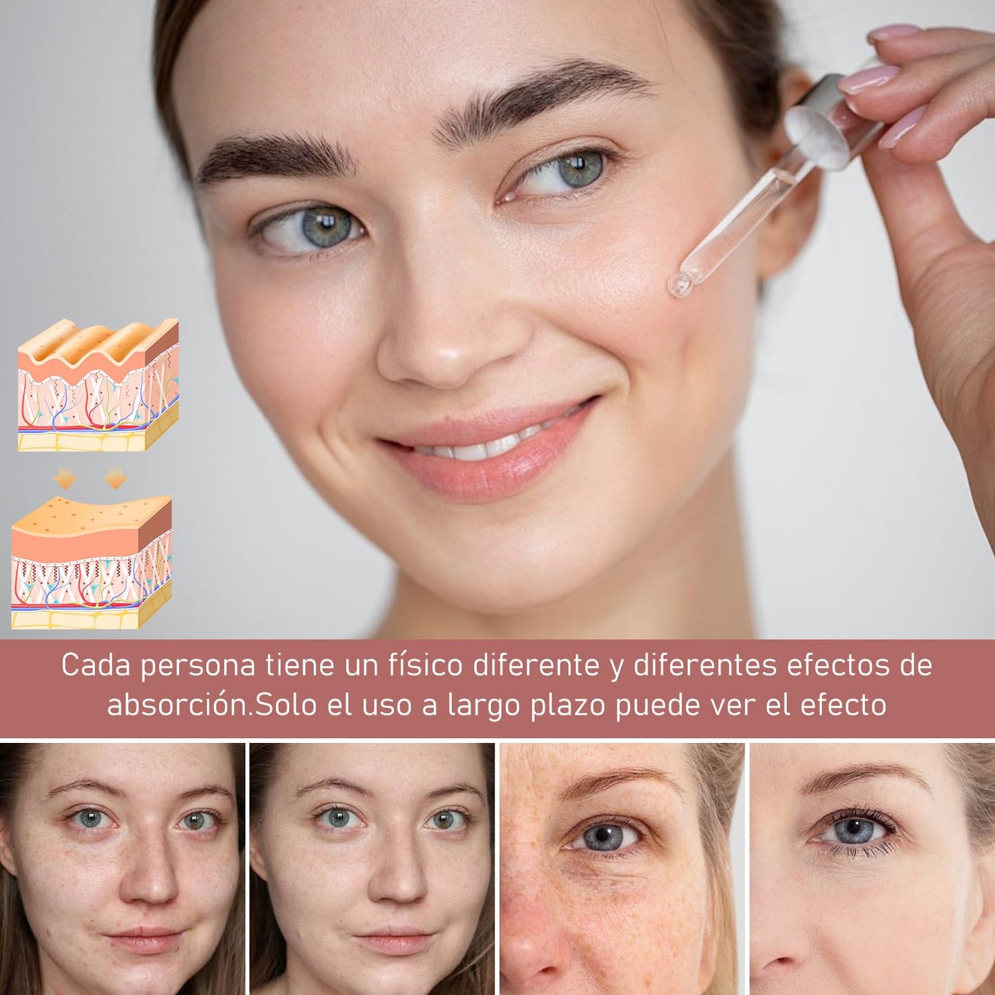 Suero Facial Antienvejecimiento 5 en 1 con Vitamina C y Ácido Hialurónico - Reafirma, Reduce Arrugas y Unifica Tono de Piel