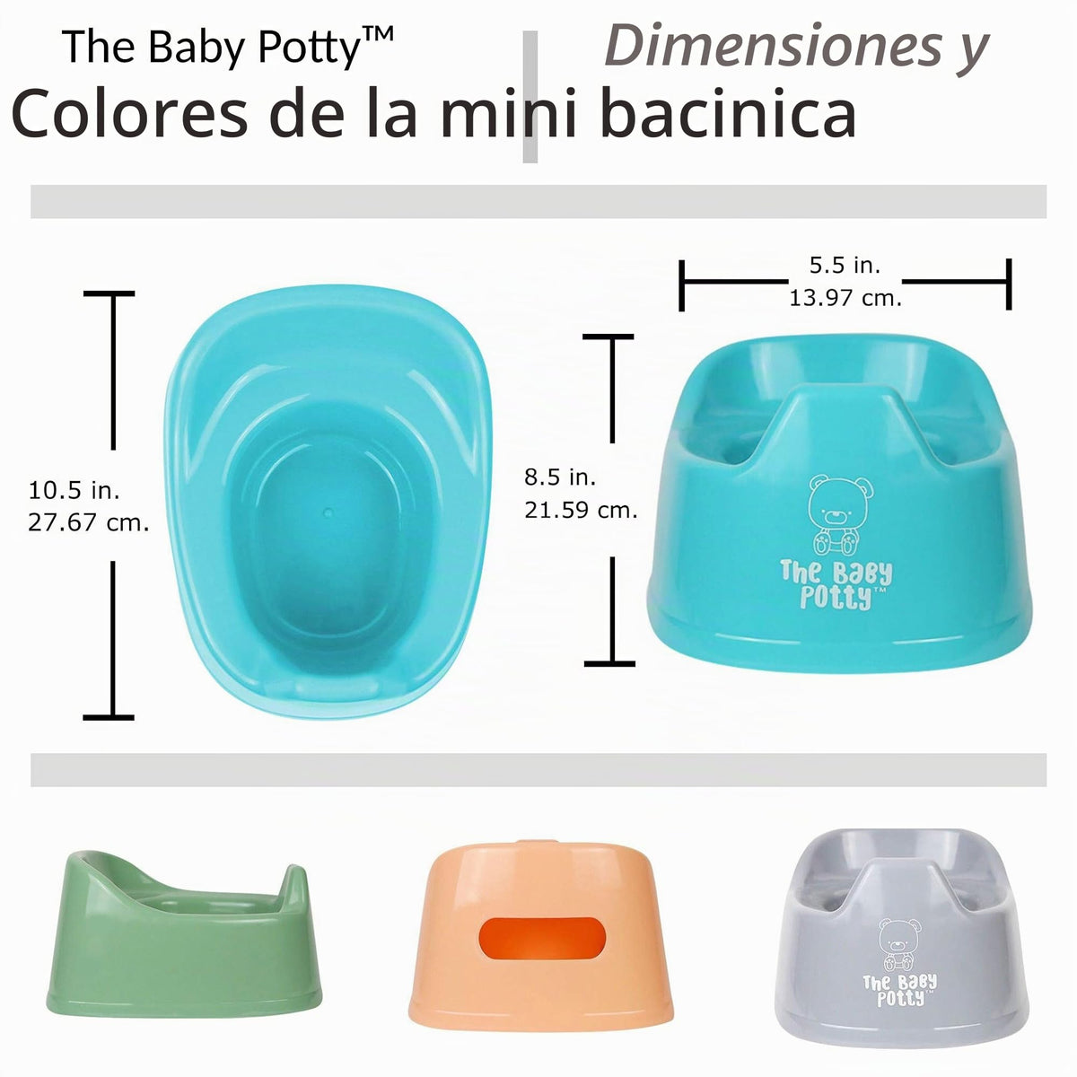 The Baby Potty - Mini orinal | Entrenamiento temprano | Comunicación de eliminación | Portátil y ligero | Promueve la independencia | Inodoro de entrenamiento infantil (turquesa)
