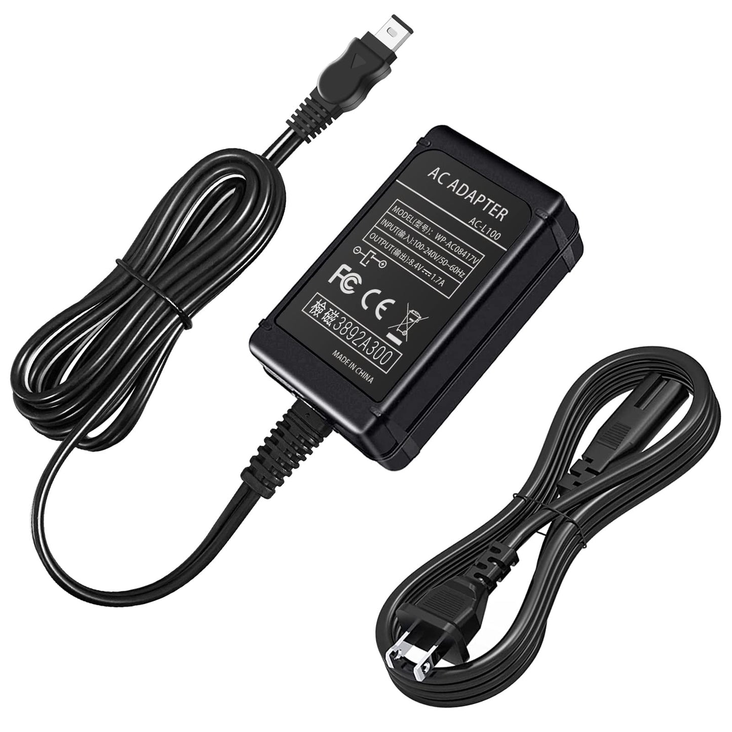 TKDY AC-L100 para Sony Handycam Cargador de cable de reemplazo AC-L10A L10B L15A L15B L100A L100B L100C Adaptador de CA, compatible con Sony Hi8 CCD-TRV128 TRV103 TRV130 TRV150 TRV108 TRV308, etc.