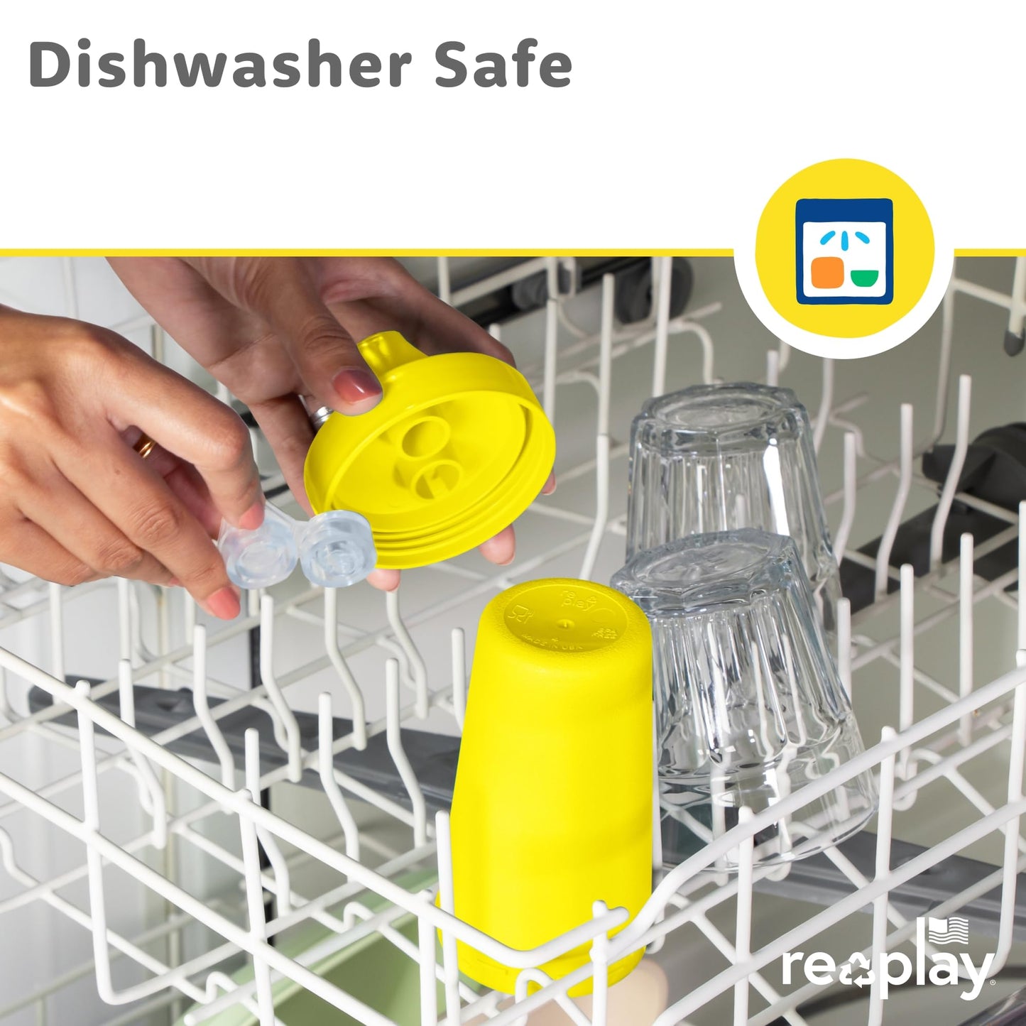 Re-Play - Juego de 4 tazas para beber a prueba de derrames para niños pequeños, reutilizables de 10 onzas, aptas para lavaplatos y microondas, fabricadas en Estados Unidos, preescolar