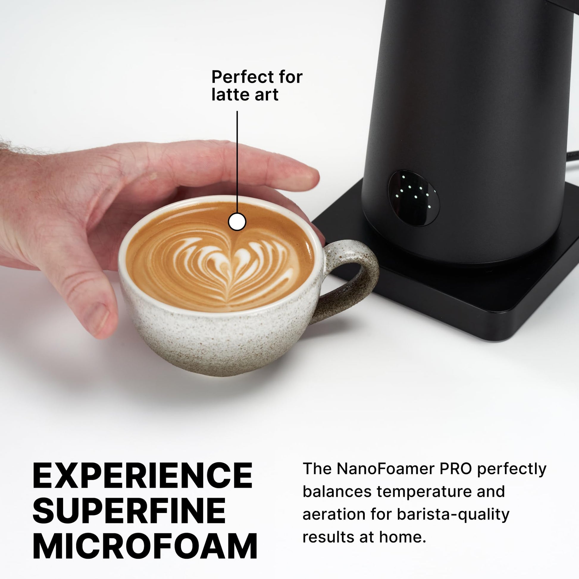 NanoFoamer Pro Gen-2 Subminimal Blanco Revolucionario Fabricante de Microespuma de Calidad de Café para Leche Láctea y a Base de Plantas