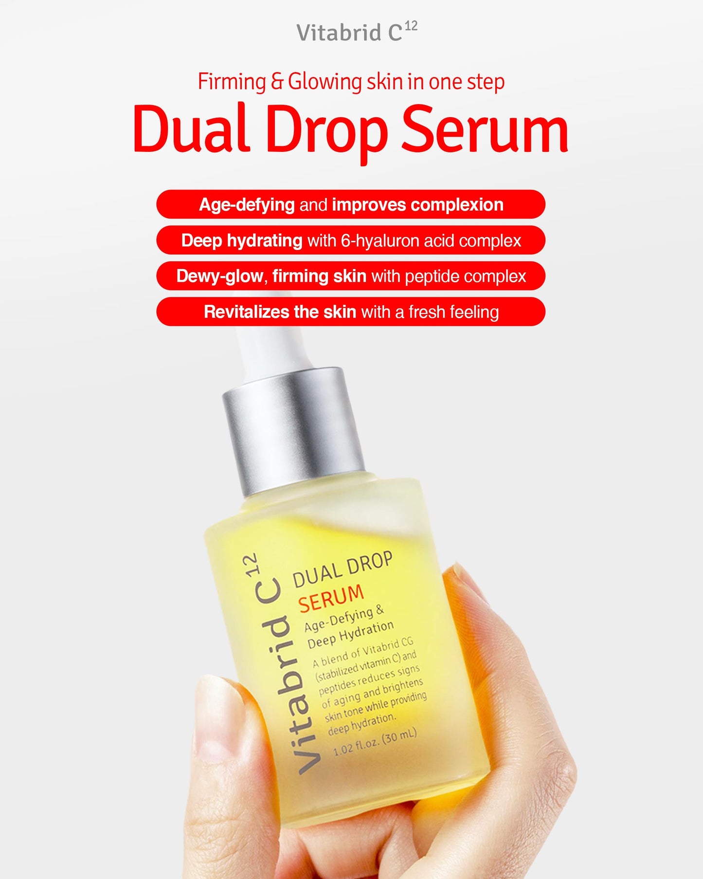 VERSAINSECT 12 Dual Drop Serum, Vitamin C Serum for Face with Hyaluronic Acid & Peptide Complex | High Potent Vit C Serum for Dark Spots, Fine Lines, Wrinkles 1.01 fl oz