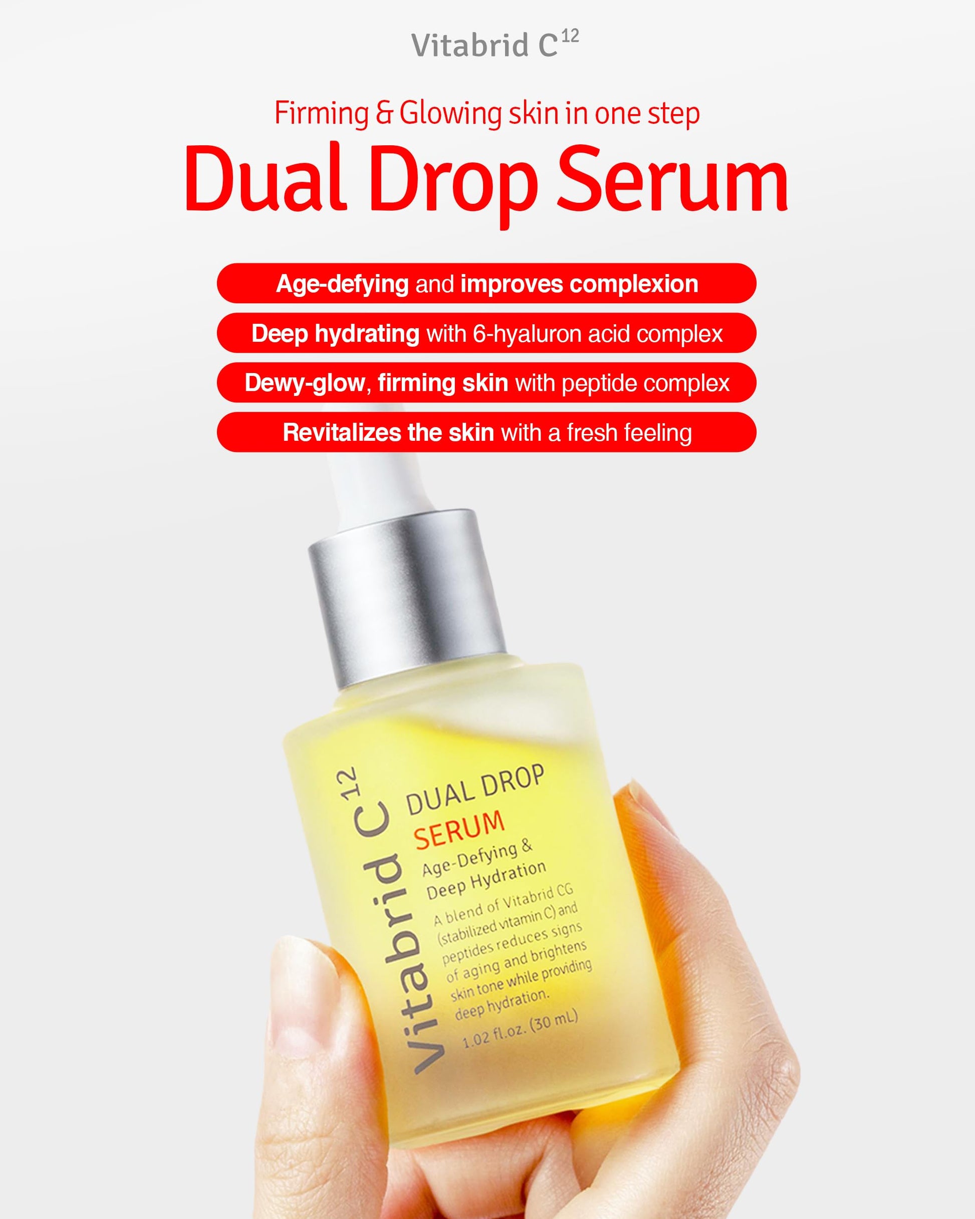 VERSAINSECT 12 Dual Drop Serum, Vitamin C Serum for Face with Hyaluronic Acid & Peptide Complex | High Potent Vit C Serum for Dark Spots, Fine Lines, Wrinkles 1.01 fl oz